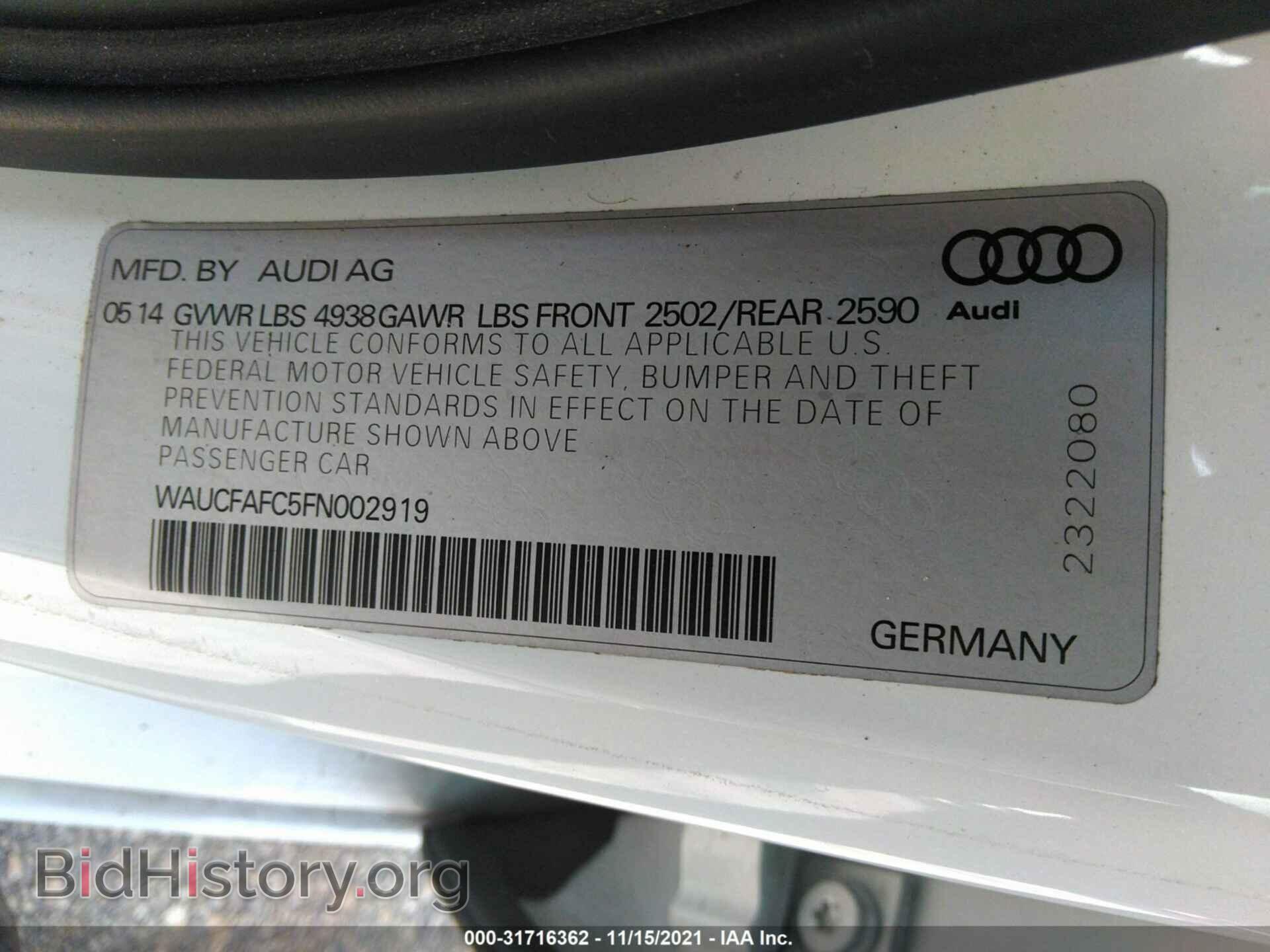 2015 AUDI A6 - VIN: WAUCFAFC5FN002919 - Фото 9