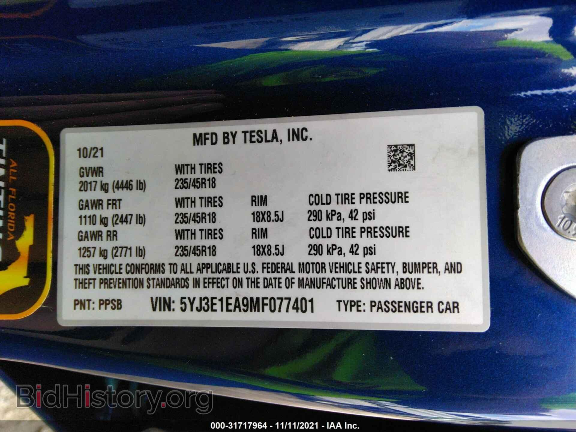 2021 TESLA MODEL 3 - VIN: 5YJ3E1EA9MF077401 - Photo 9