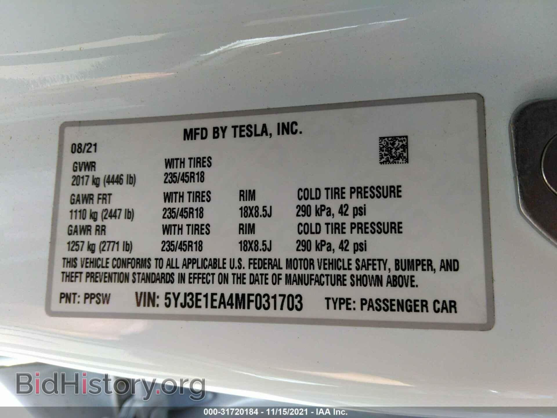 2021 TESLA MODEL 3 - VIN: 5YJ3E1EA4MF031703 - Photo 9