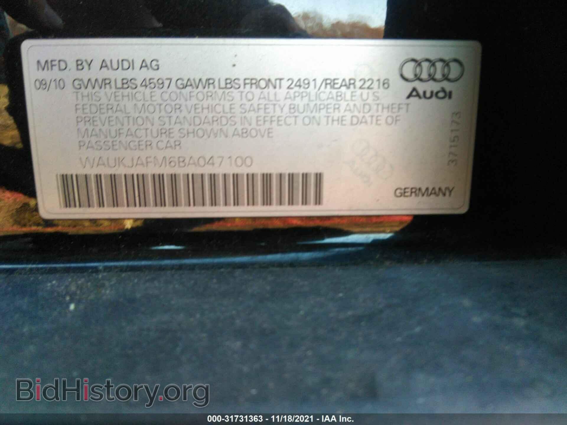 2011 AUDI A3 - VIN: WAUKJAFM6BA047100 - Фото 9