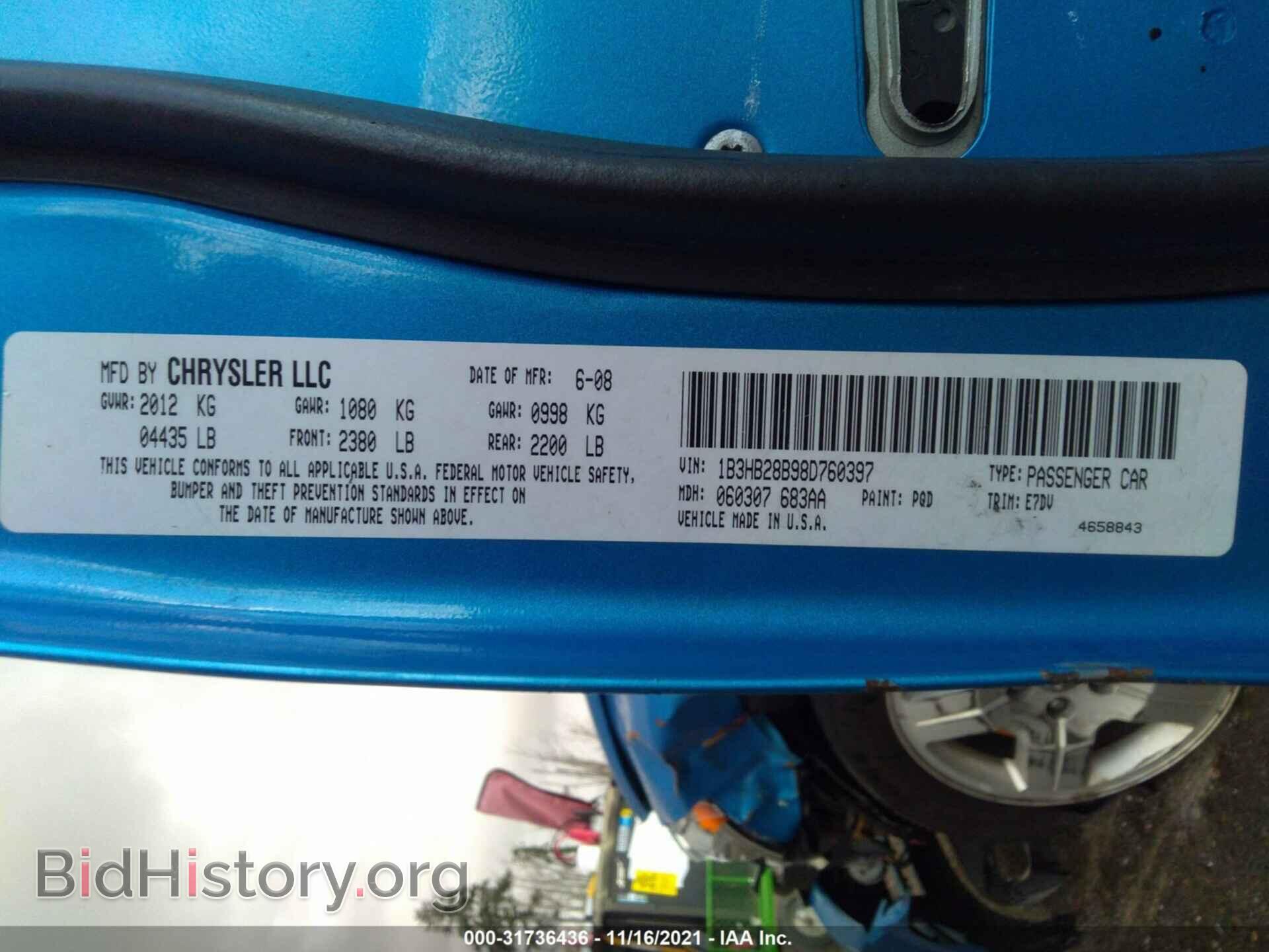 2008 DODGE CALIBER - VIN: 1B3HB28B98D760397 - Photo 9