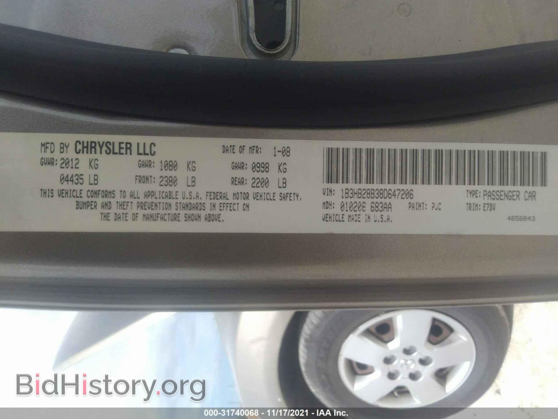 2008 DODGE CALIBER - VIN: 1B3HB28B38D647206 - Photo 9