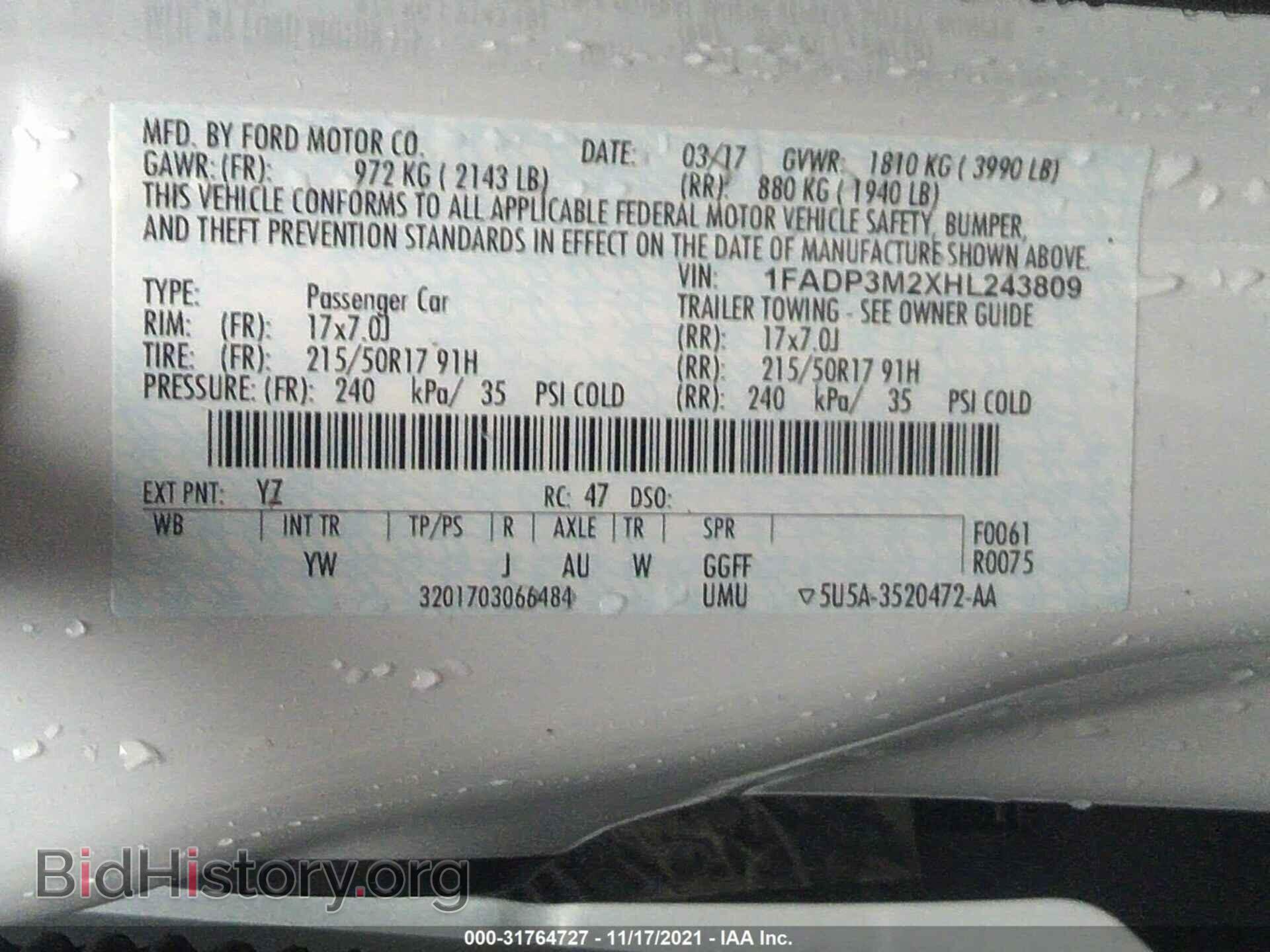 2017 FORD FOCUS - VIN: 1FADP3M2XHL243809 - Фото 9