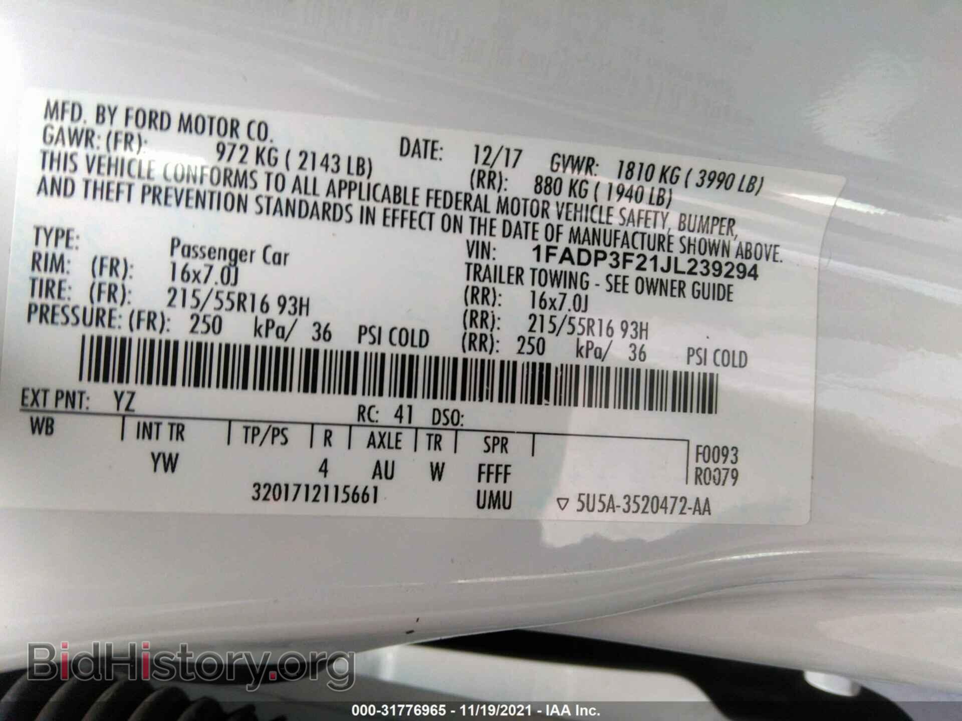 2018 FORD FOCUS - VIN: 1FADP3F21JL239294 - Фото 9