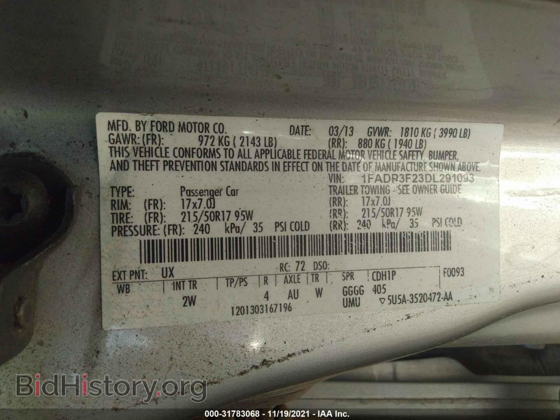 2013 FORD FOCUS - VIN: 1FADP3F23DL291093 - Фото 9
