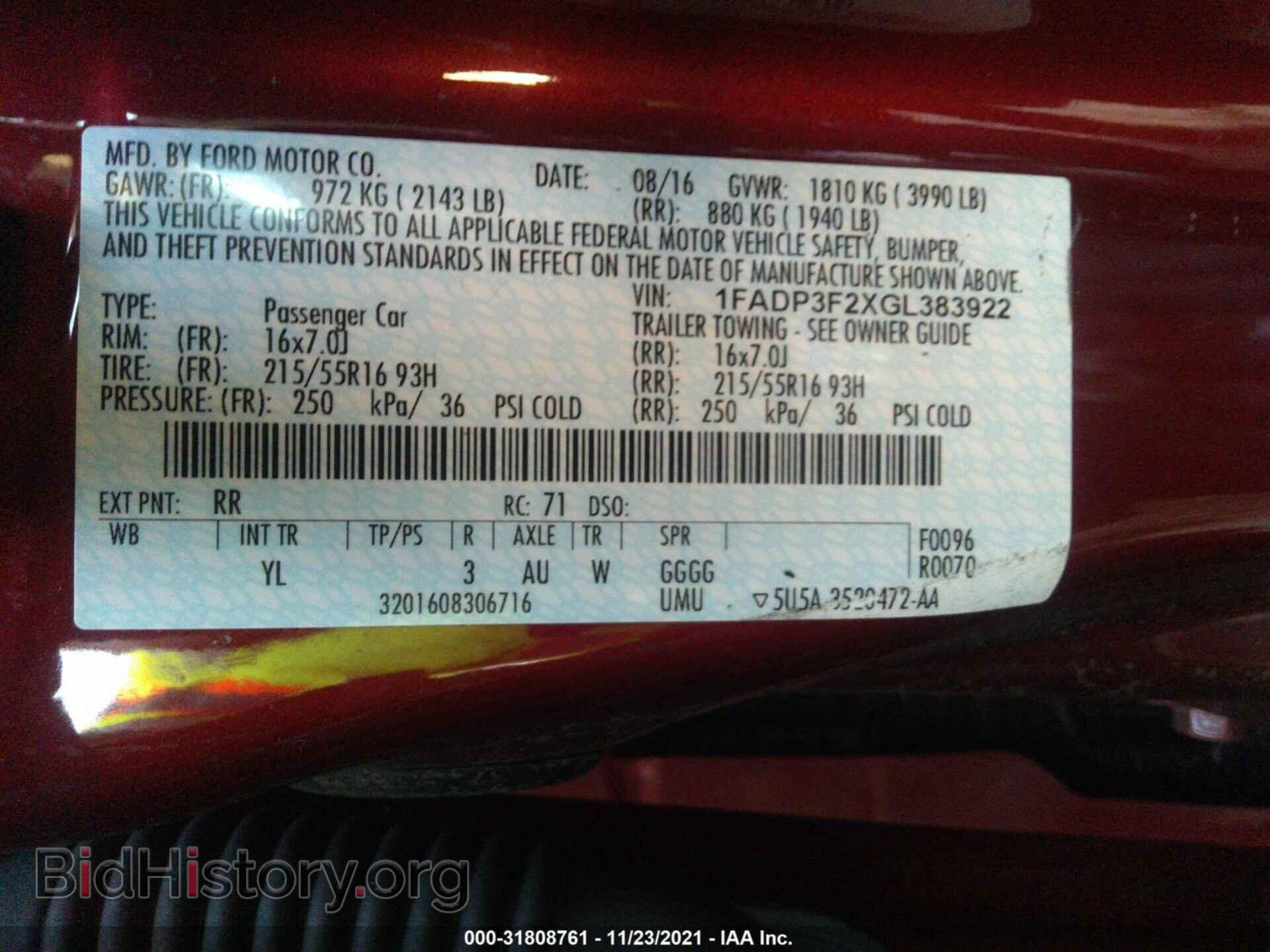 2016 FORD FOCUS - VIN: 1FADP3F2XGL383922 - Фото 9
