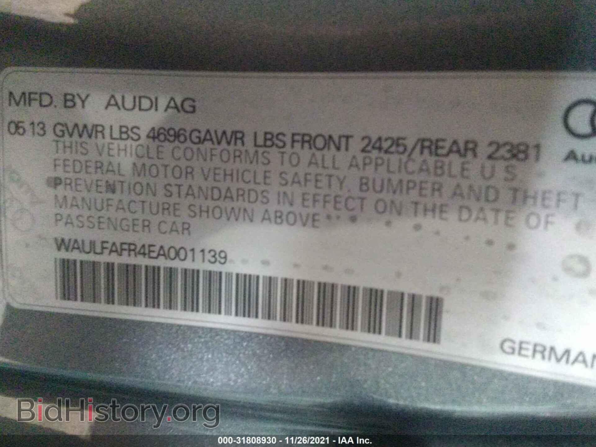 2014 AUDI A5 - VIN: WAULFAFR4EA001139 - Фото 9