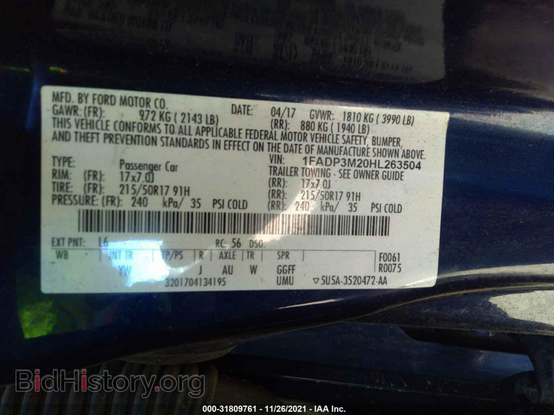 2017 FORD FOCUS - VIN: 1FADP3M20HL263504 - Фото 9
