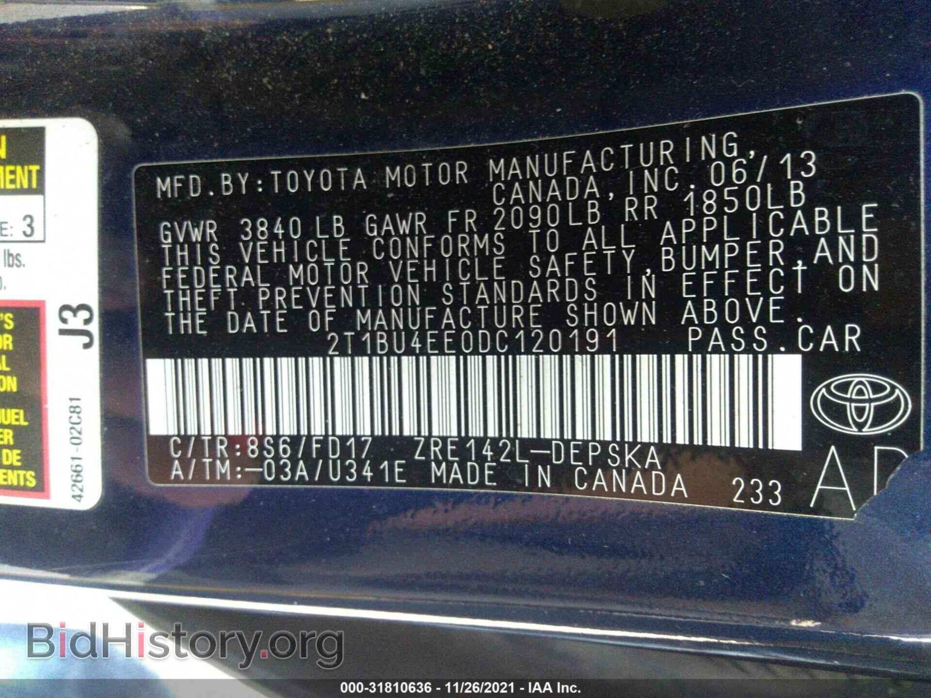 2013 TOYOTA COROLLA - VIN: 2T1BU4EE0DC120191 - Фото 9