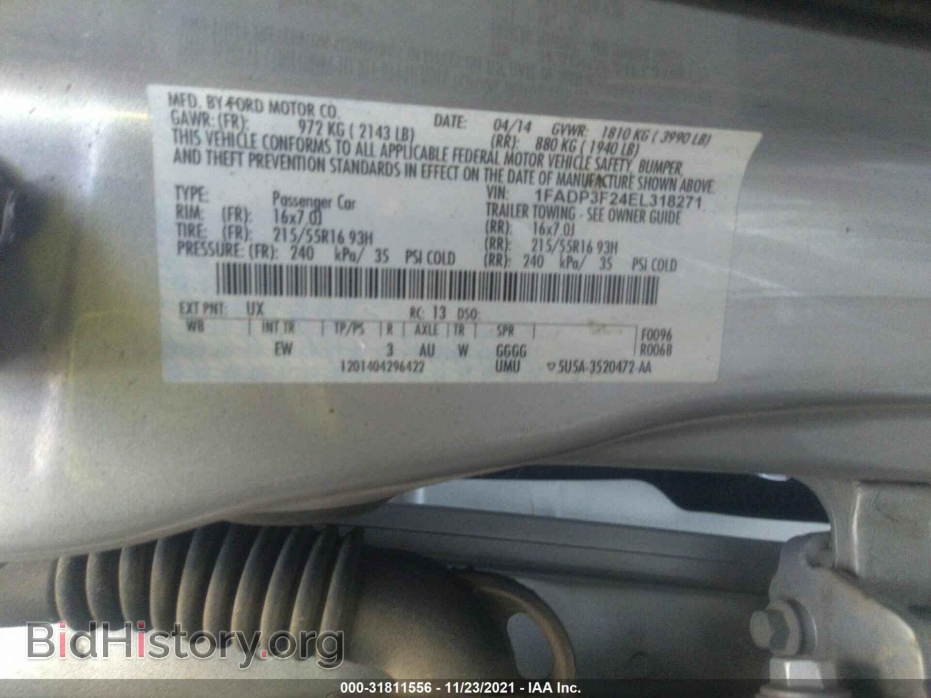 2014 FORD FOCUS - VIN: 1FADP3F24EL318271 - Фото 9