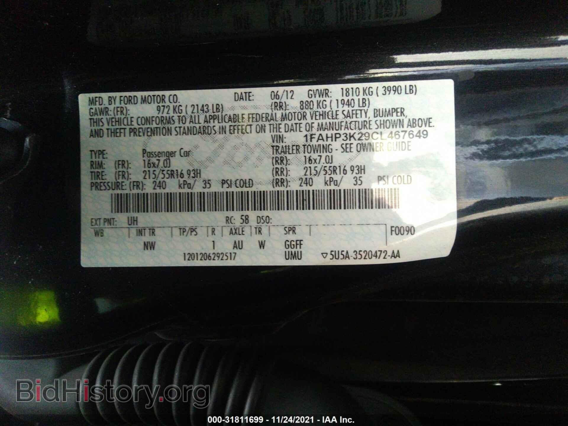 2012 FORD FOCUS - VIN: 1FAHP3K29CL467649 - Фото 9