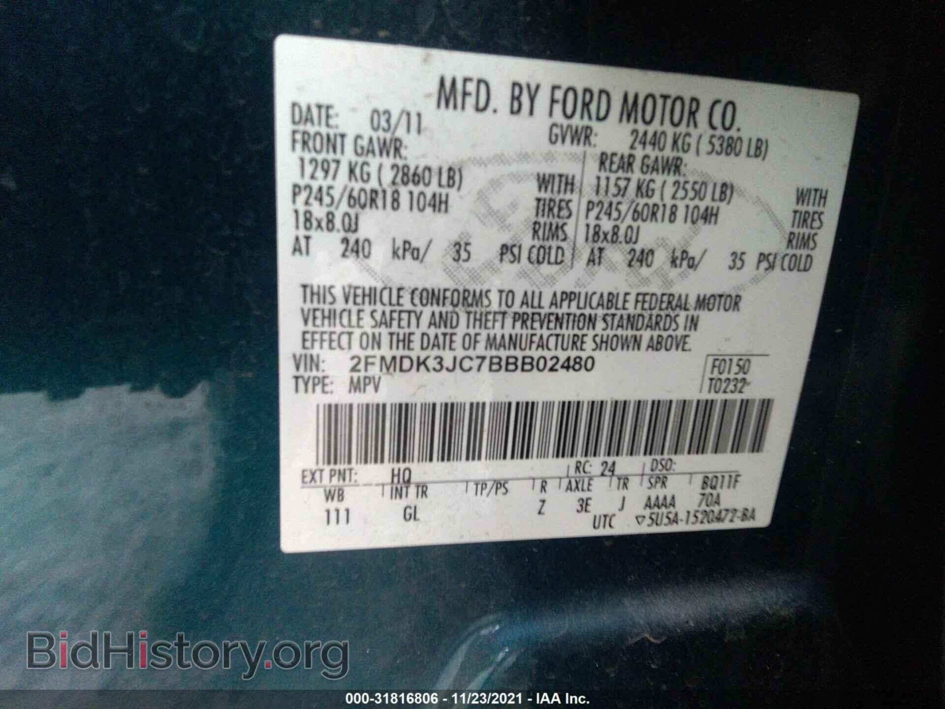 2011 FORD EDGE - VIN: 2FMDK3JC7BBB02480 - Photo 9
