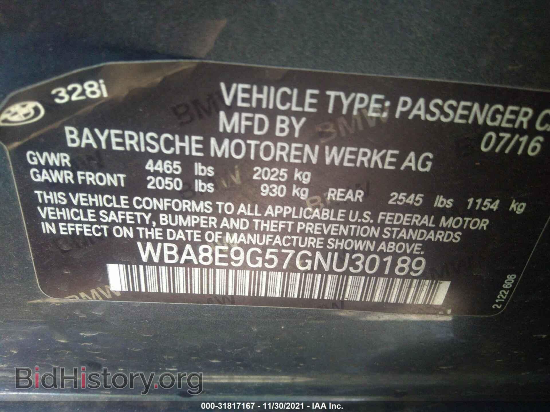 2016 BMW 3 SERIES - VIN: WBA8E9G57GNU30189 - Фото 9