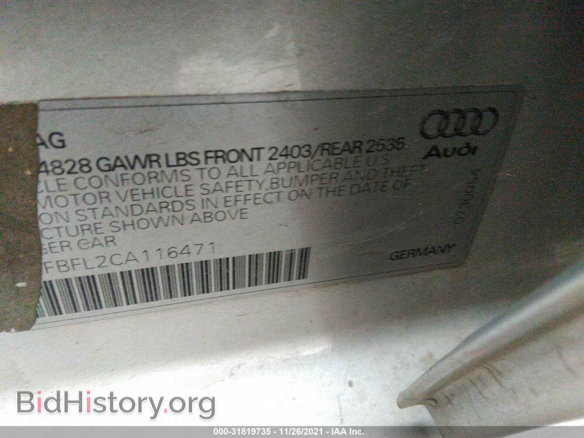 2012 AUDI A4 - VIN: WAUMFBFL2CA116471 - Фото 9