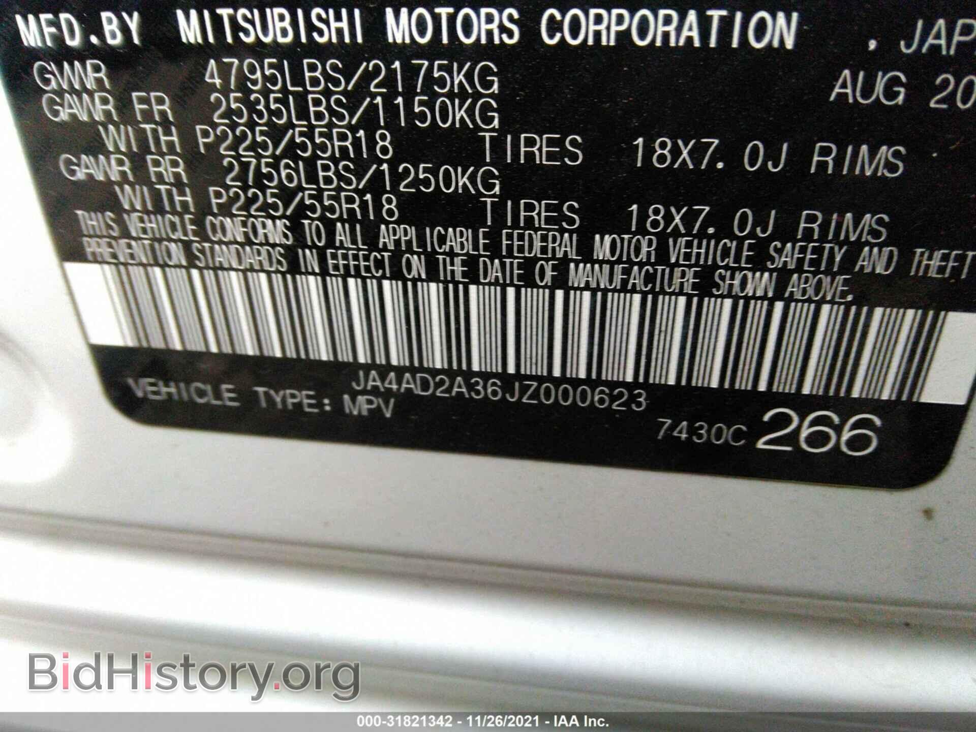 2018 MITSUBISHI OUTLANDER - VIN: JA4AD2A36JZ000623 - Фото 9
