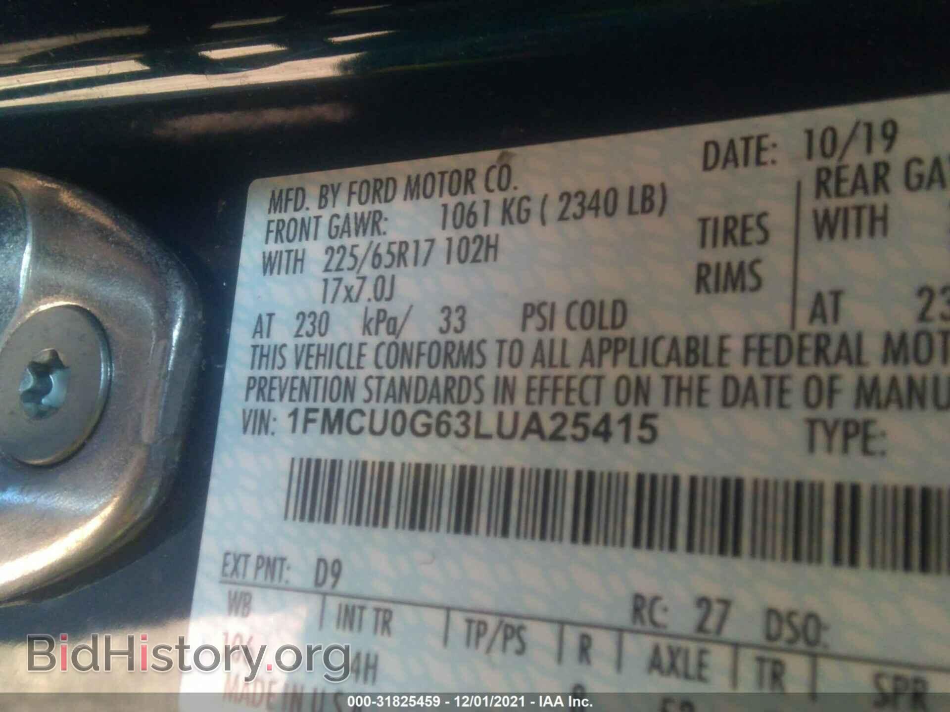 2020 FORD ESCAPE - VIN: 1FMCU0G63LUA25415 - Photo 9