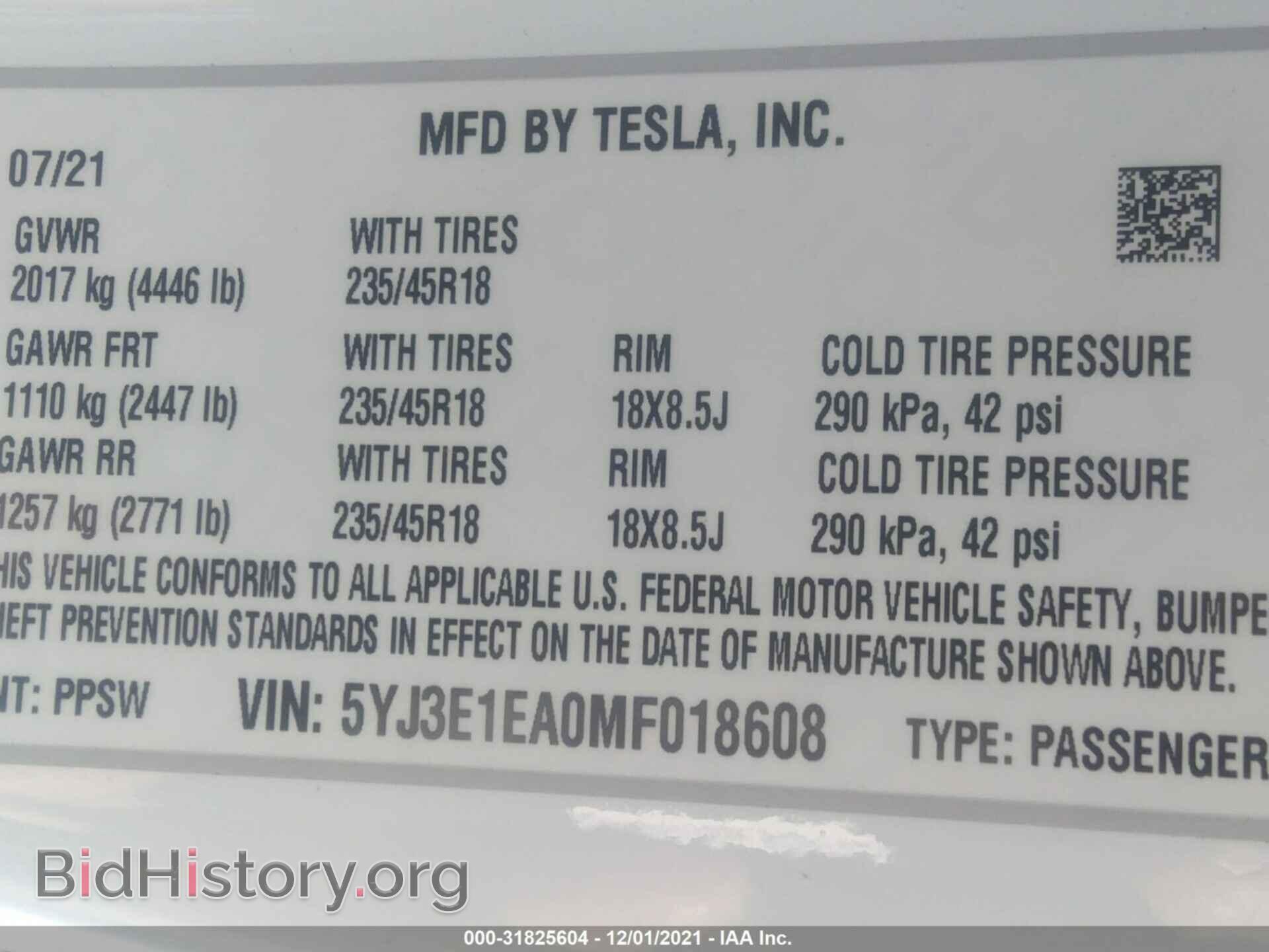 2021 TESLA MODEL 3 - VIN: 5YJ3E1EA0MF018608 - Photo 9
