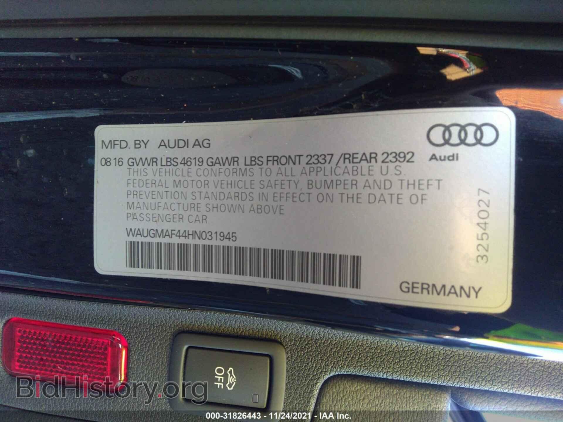 2017 AUDI A4 - VIN: WAUGMAF44HN031945 - Фото 9