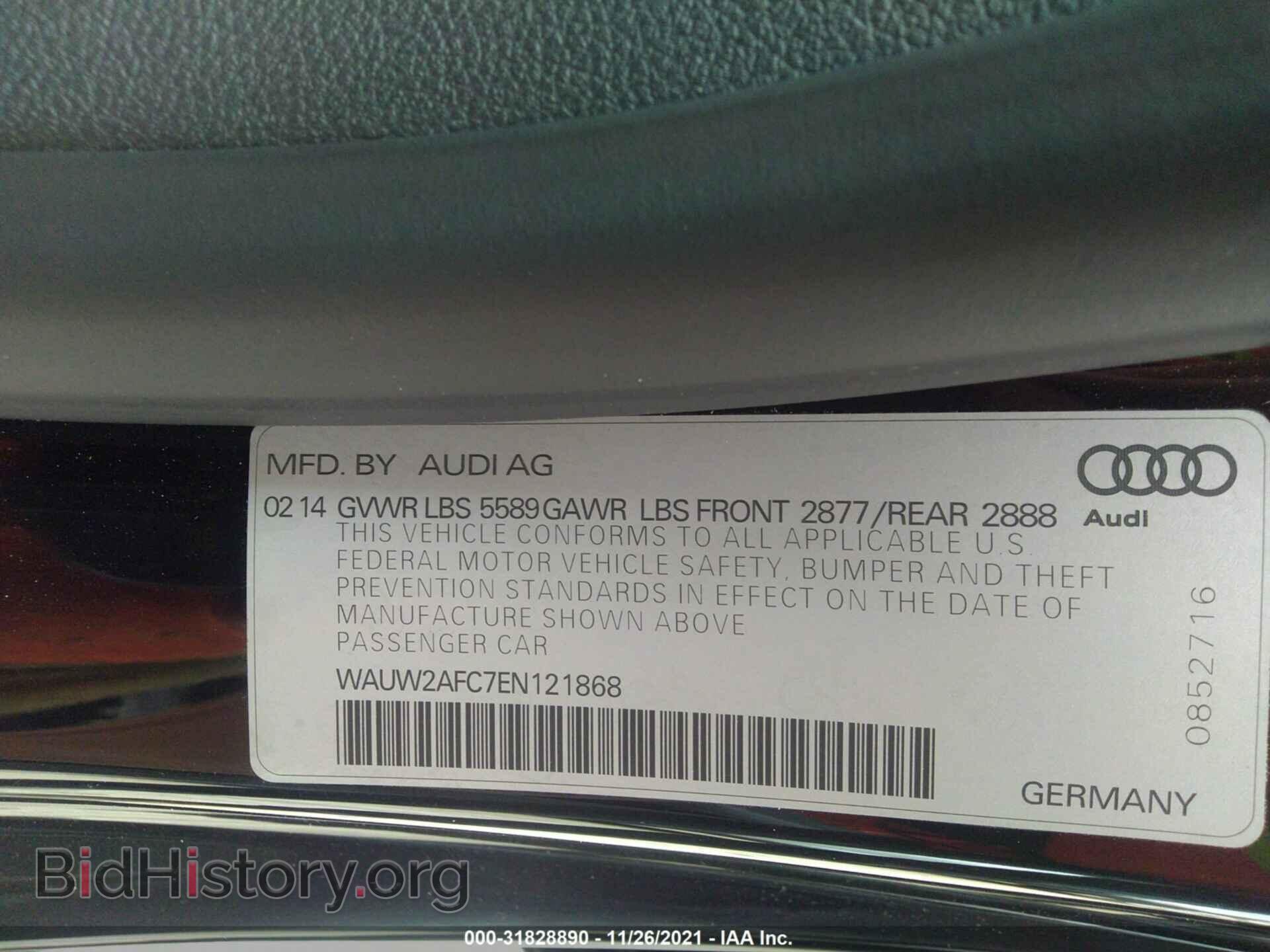 2014 AUDI S7 - VIN: WAUW2AFC7EN121868 - Фото 9