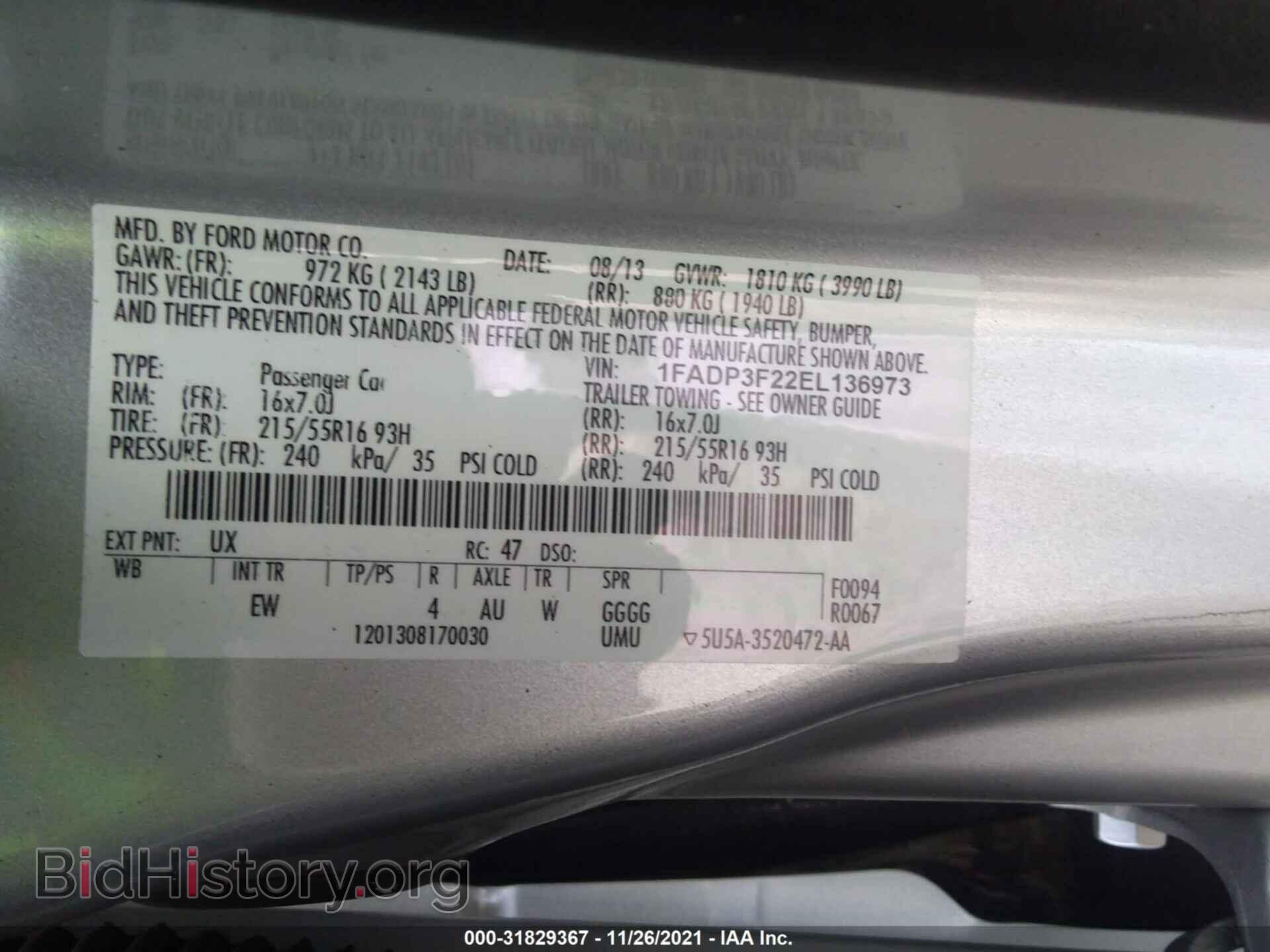 2014 FORD FOCUS - VIN: 1FADP3F22EL136973 - Фото 9