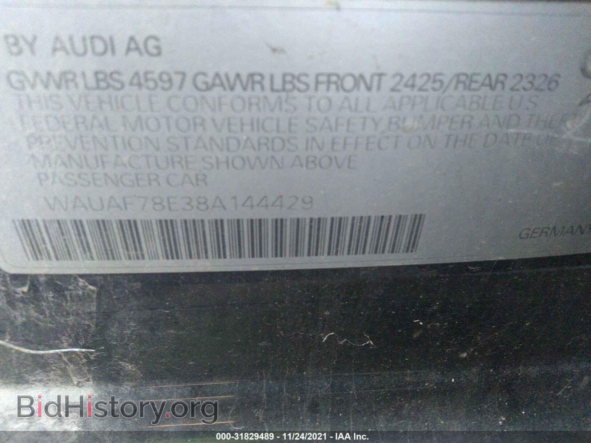 2008 AUDI A4 - VIN: WAUAF78E38A144429 - Фото 9
