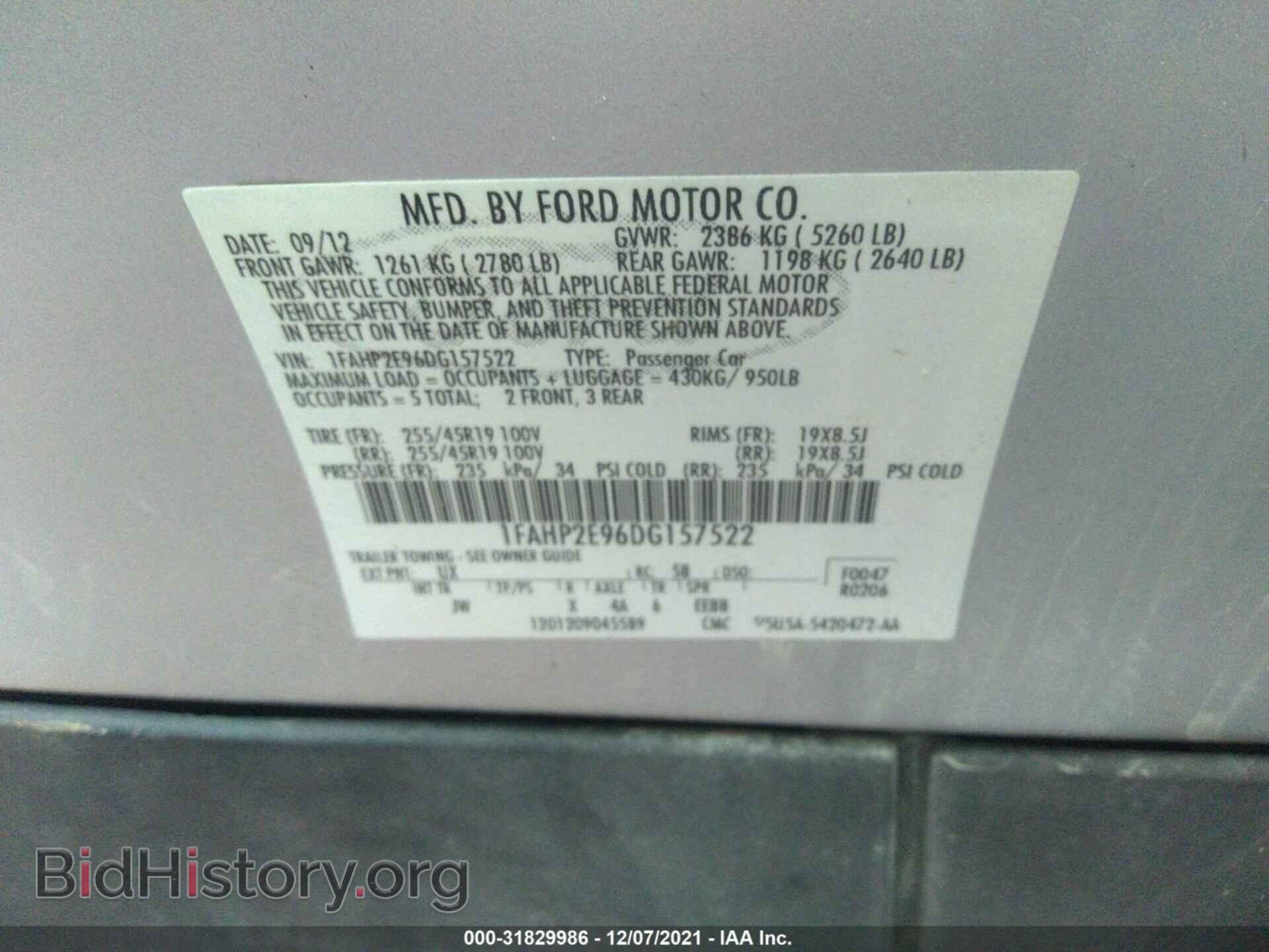 2013 FORD TAURUS - VIN: 1FAHP2E96DG157522 - Photo 9