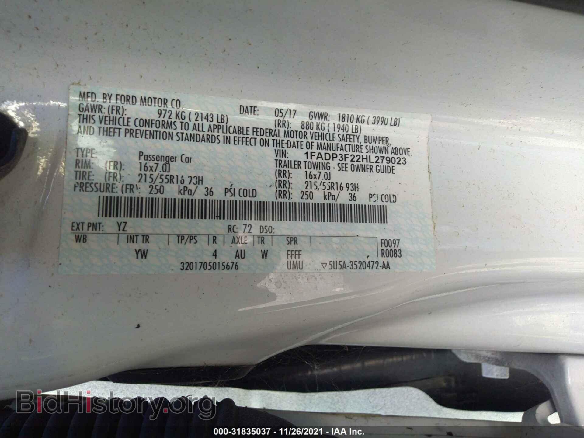 2017 FORD FOCUS - VIN: 1FADP3F22HL279023 - Фото 9