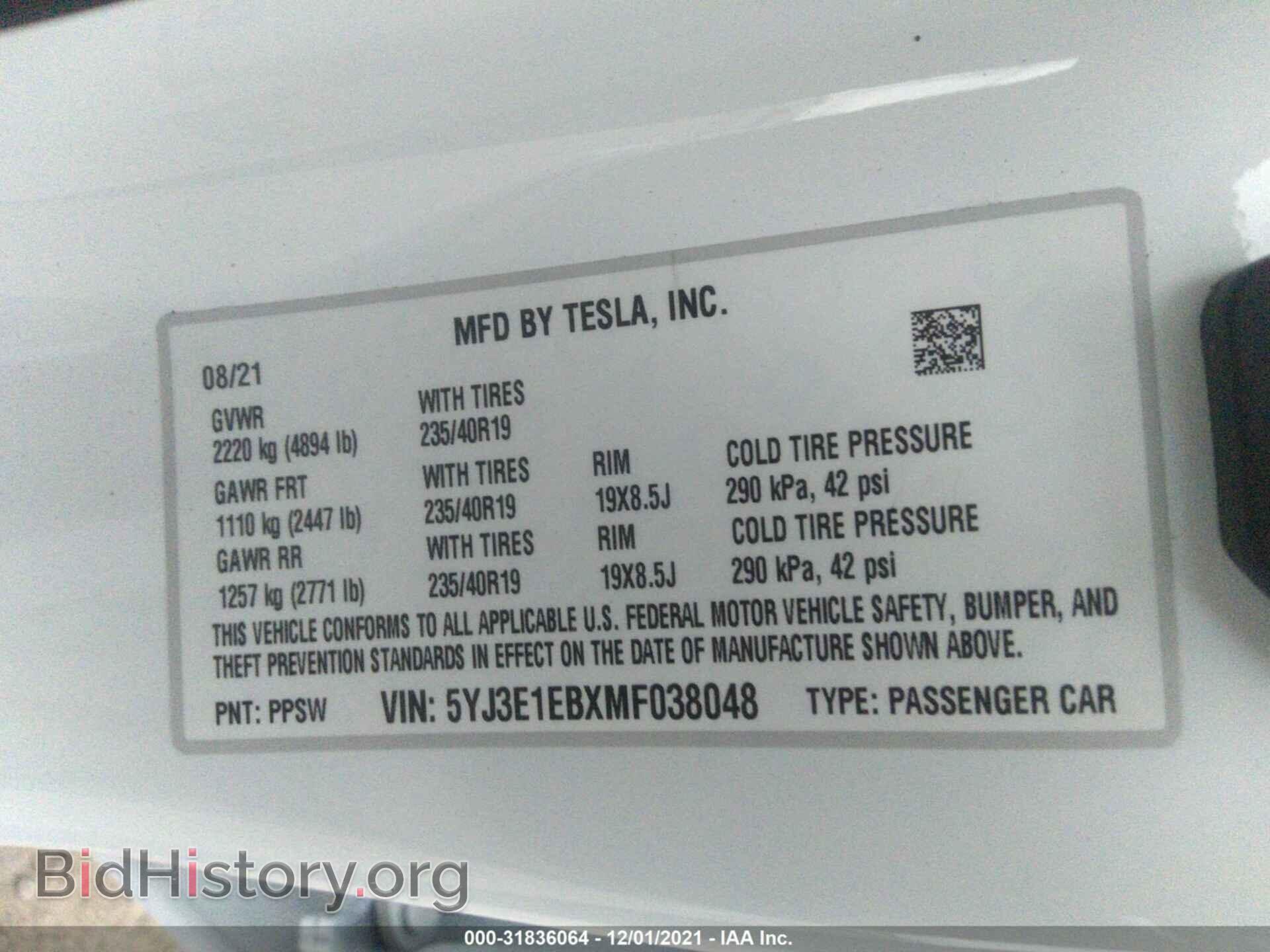 2021 TESLA MODEL 3 - VIN: 5YJ3E1EBXMF038048 - Photo 9