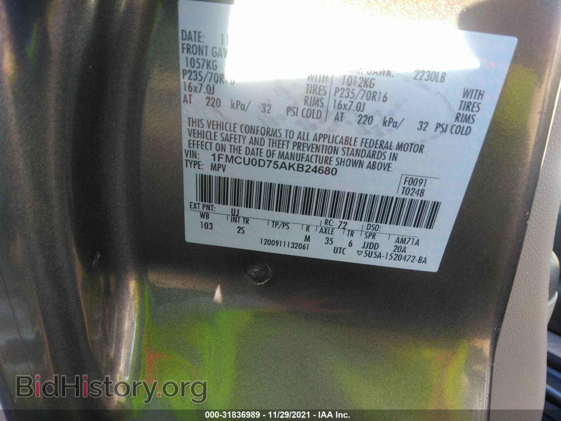 2010 FORD ESCAPE - VIN: 1FMCU0D75AKB24680 - Фото 9