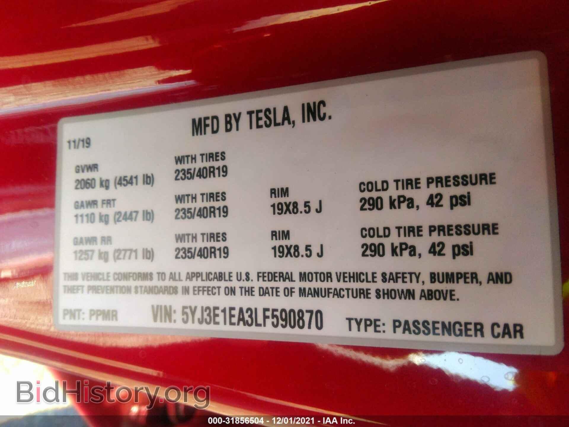 2020 TESLA MODEL 3 - VIN: 5YJ3E1EA3LF590870 - Фото 9