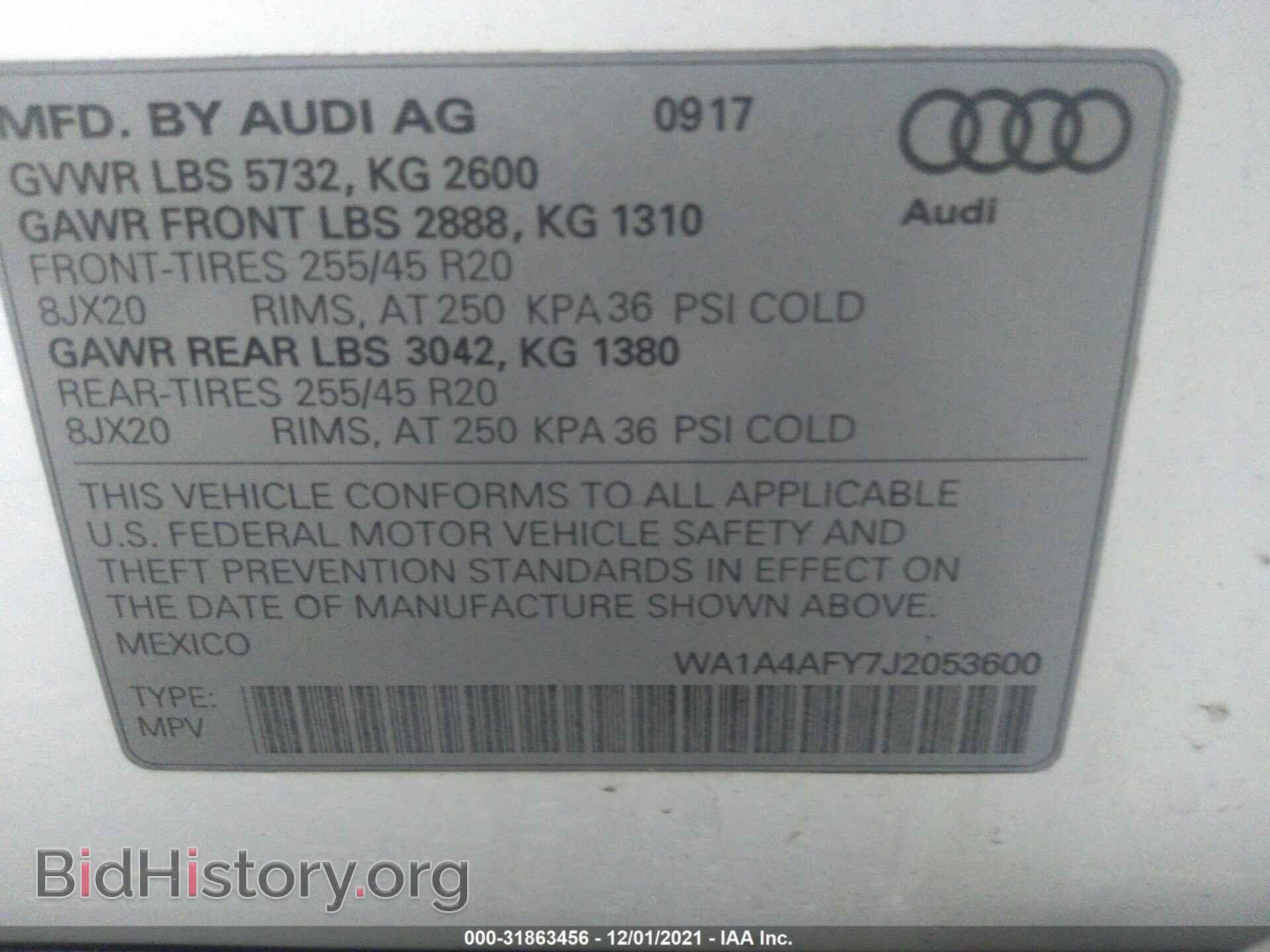 2018 AUDI SQ5 - VIN: WA1A4AFY7J2053600 - Фото 9
