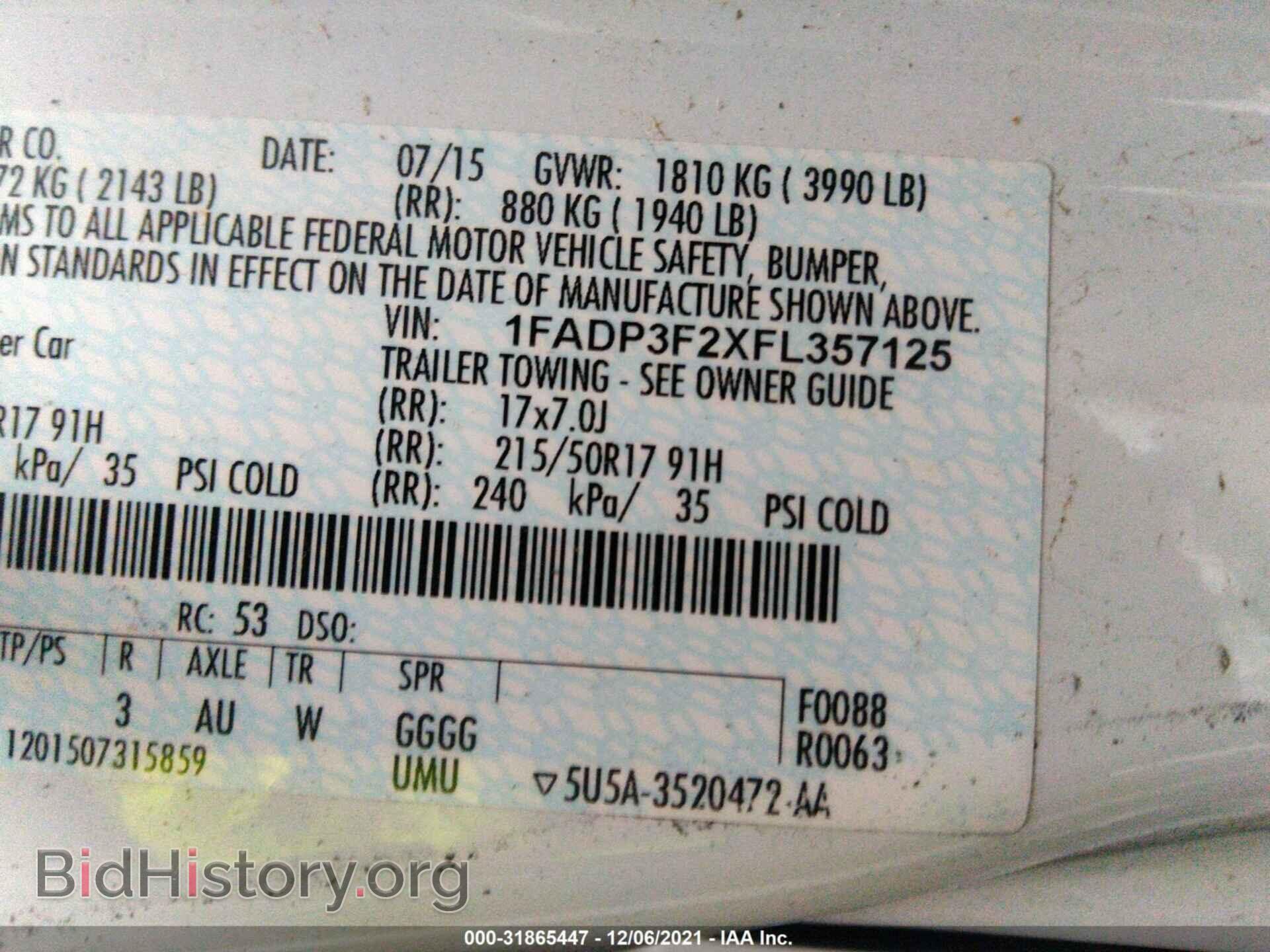 2015 FORD FOCUS - VIN: 1FADP3F2XFL357125 - Фото 9