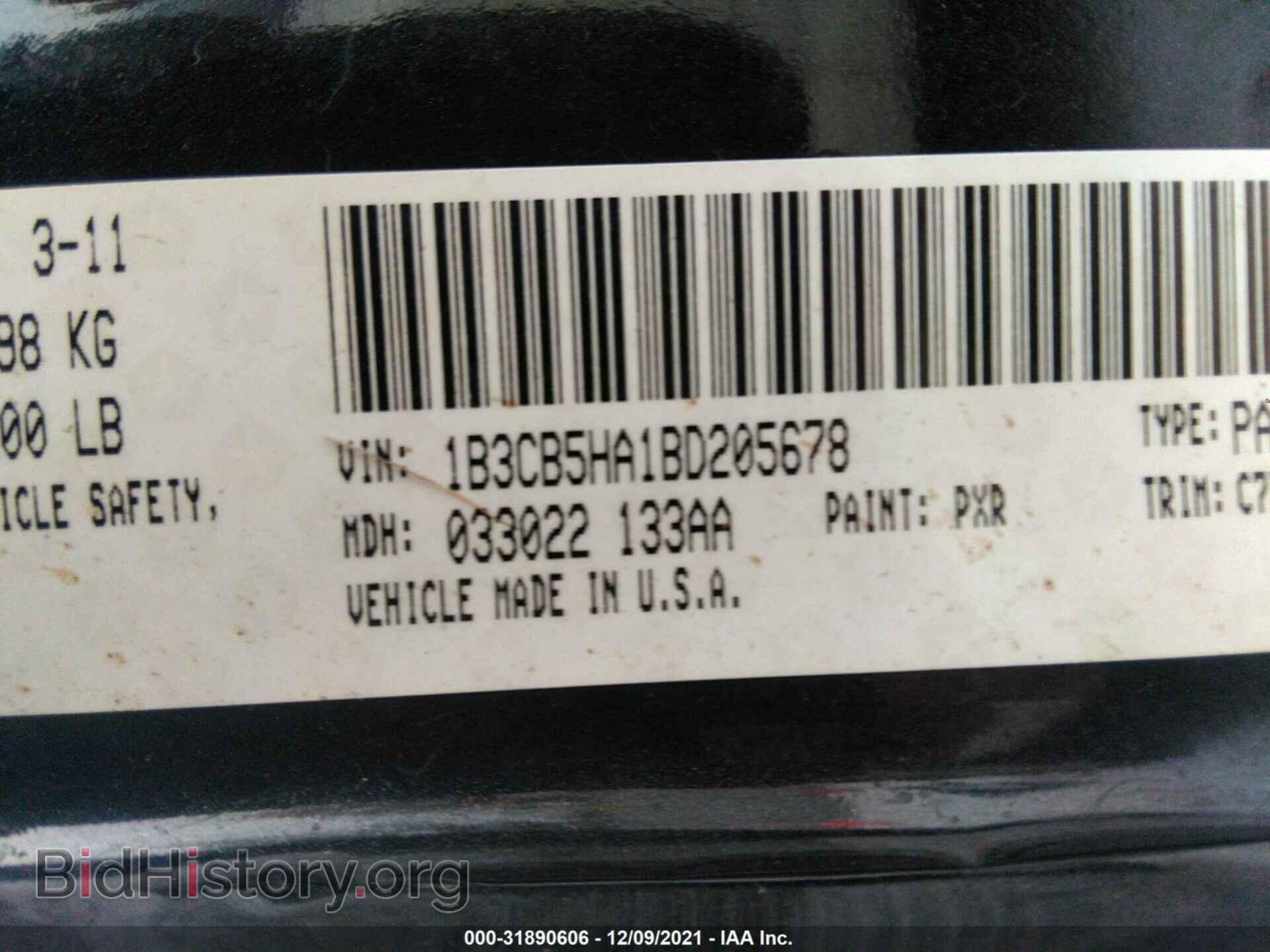 2011 DODGE CALIBER - VIN: 1B3CB5HA1BD205678 - Фото 9