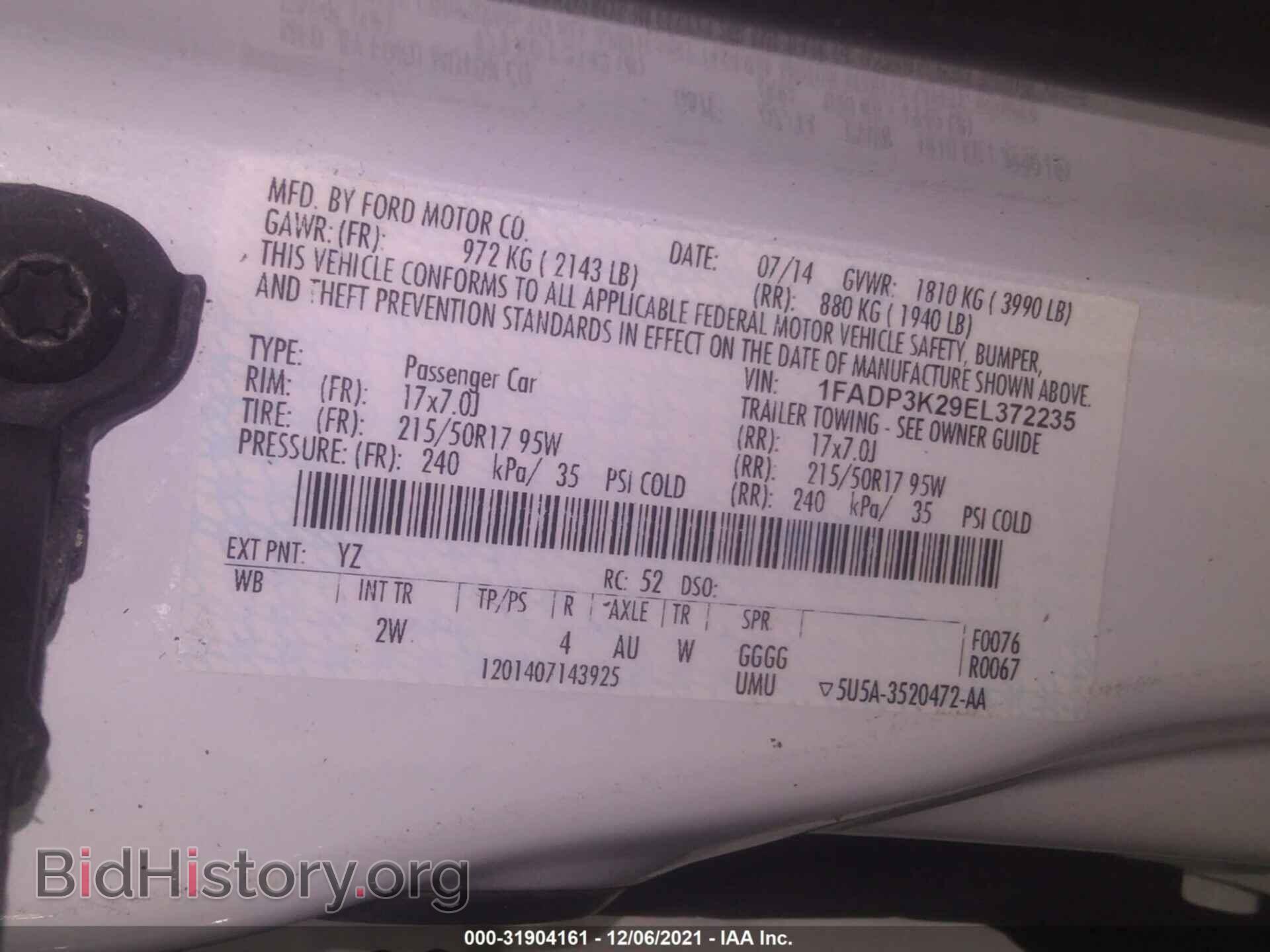 2014 FORD FOCUS - VIN: 1FADP3K29EL372235 - Фото 9