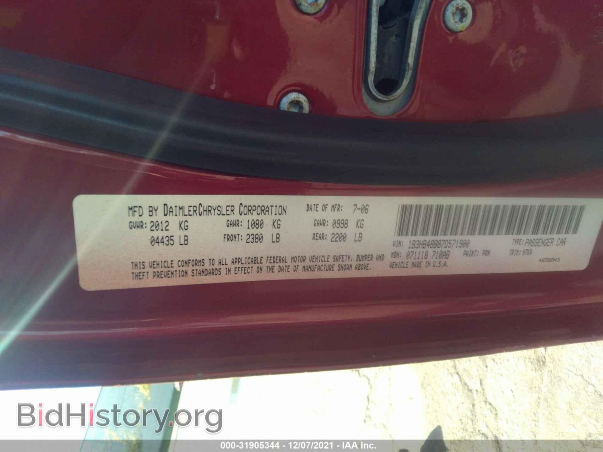 2007 DODGE CALIBER - VIN: 1B3HB48B87D571900 - Photo 9