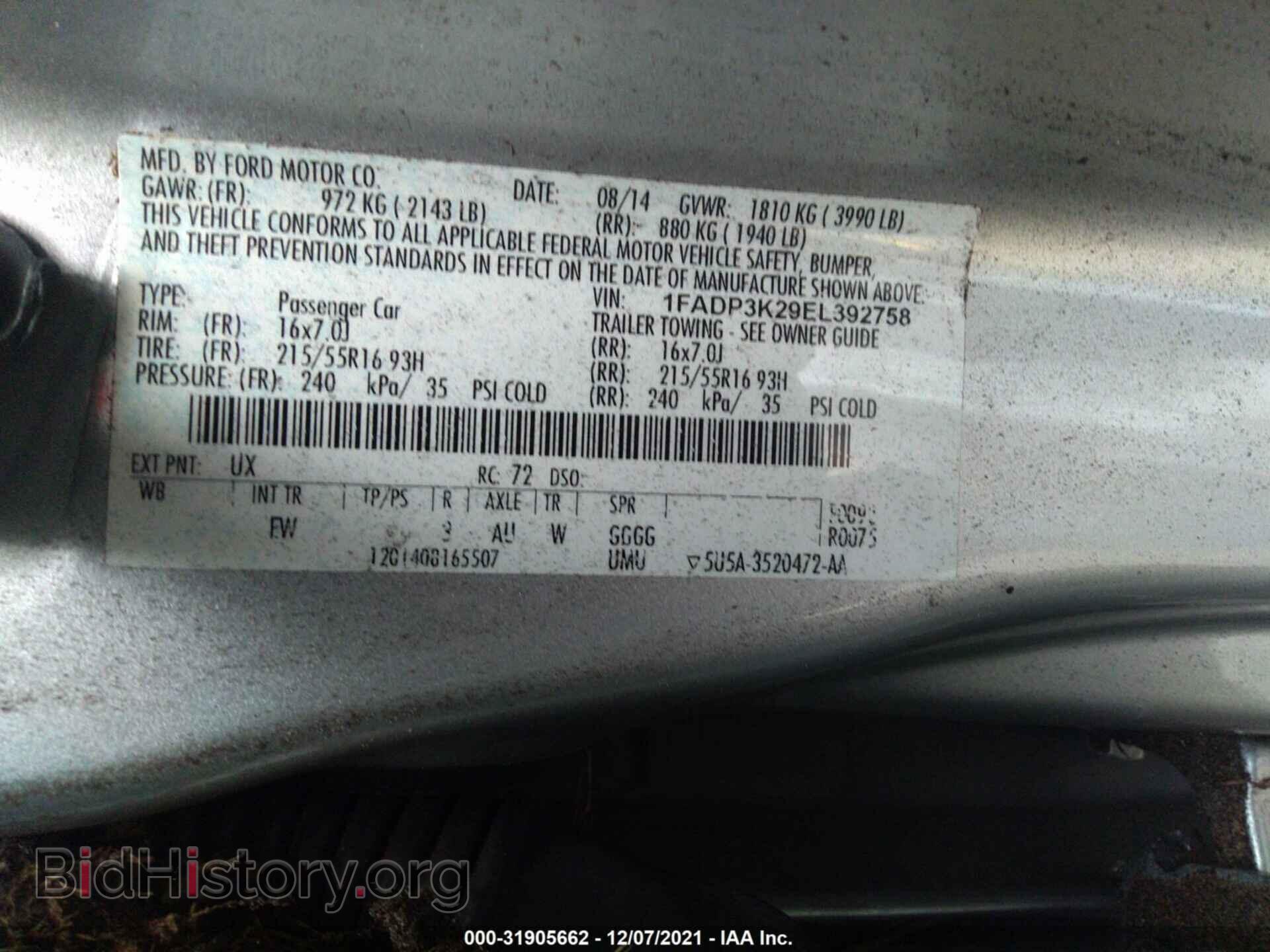 2014 FORD FOCUS - VIN: 1FADP3K29EL392758 - Фото 9