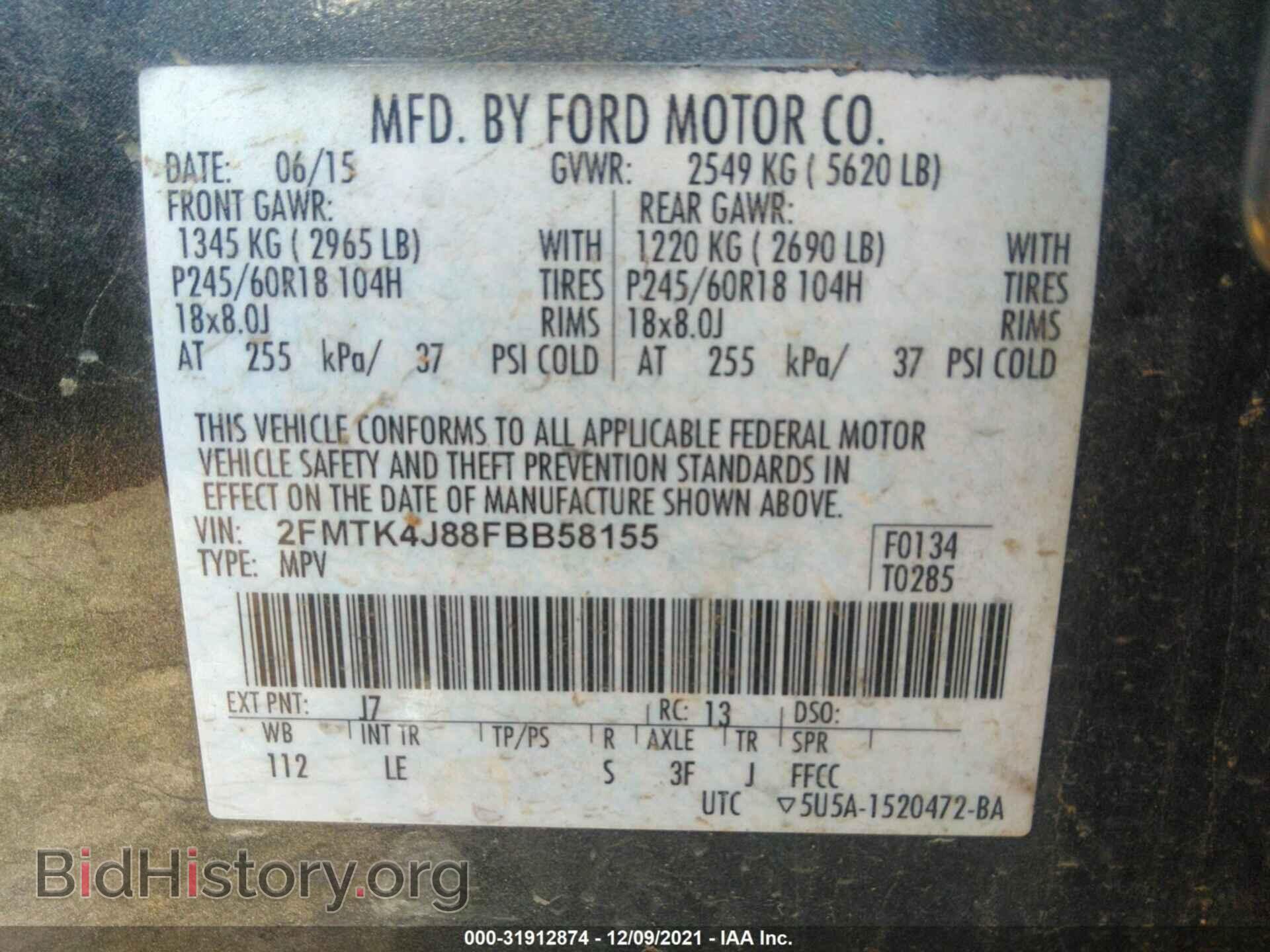 2015 FORD EDGE - VIN: 2FMTK4J88FBB58155 - Photo 9