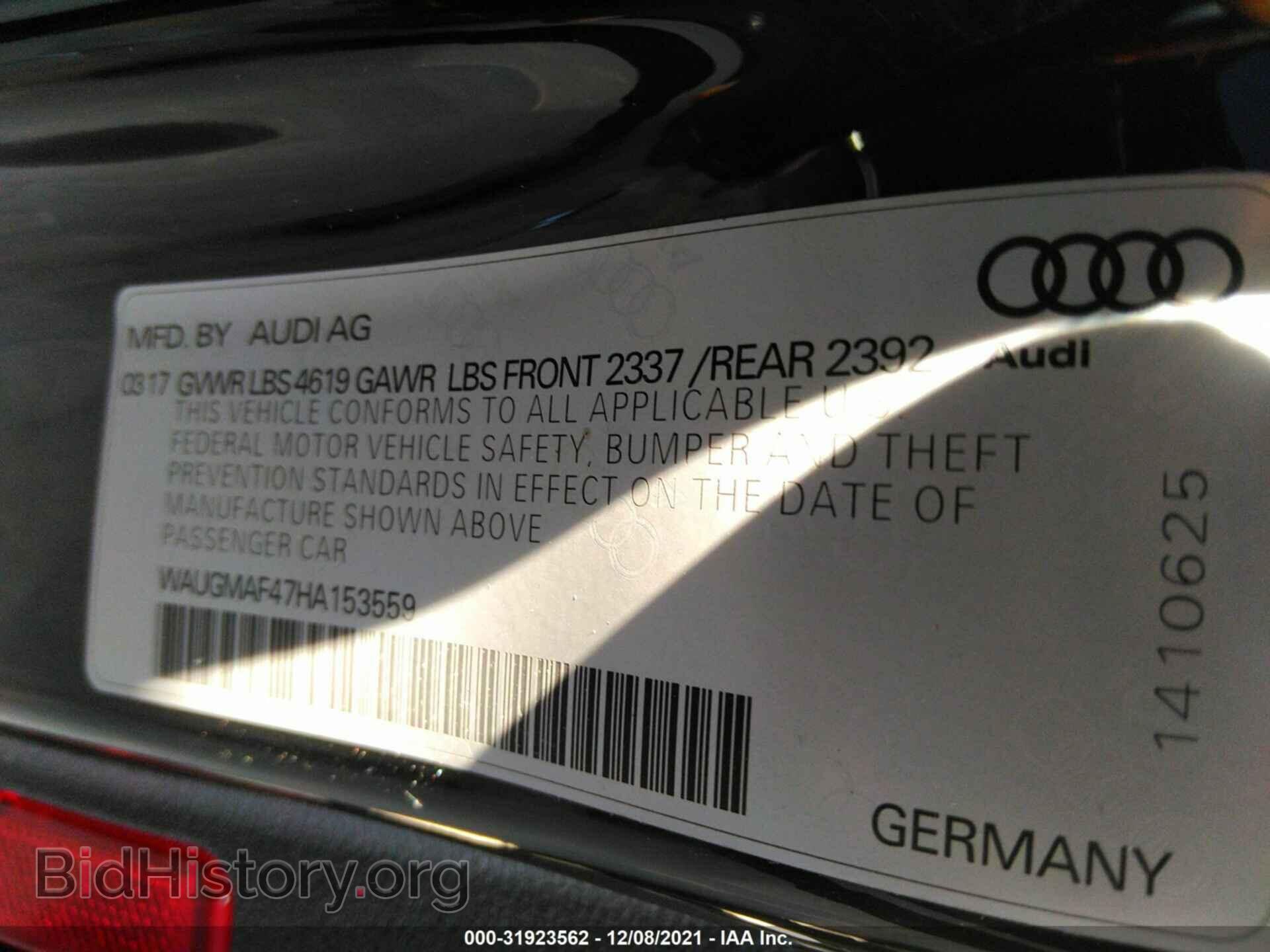 2017 AUDI A4 - VIN: WAUGMAF47HA153559 - Фото 9