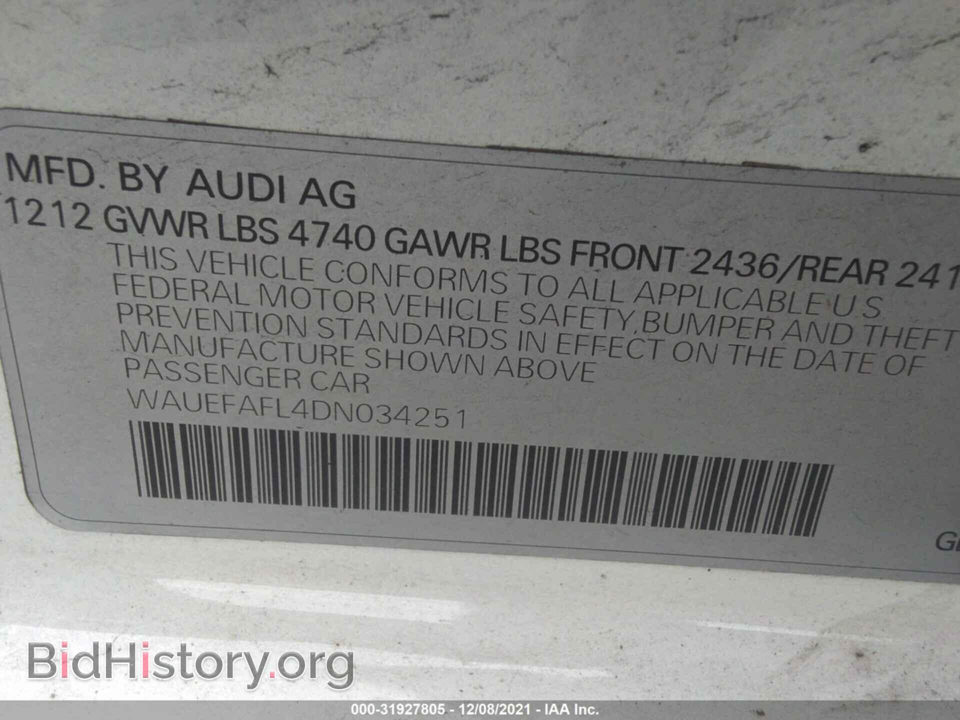2013 AUDI A4 - VIN: WAUEFAFL4DN034251 - Фото 9