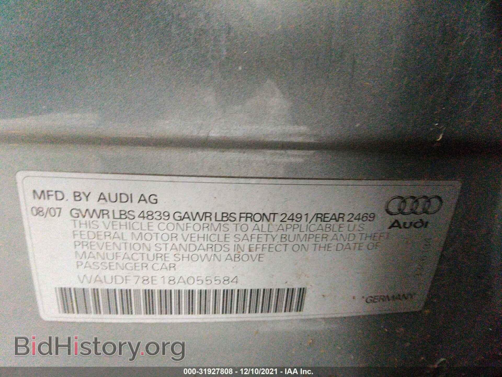2008 AUDI A4 - VIN: WAUDF78E18A055584 - Фото 9