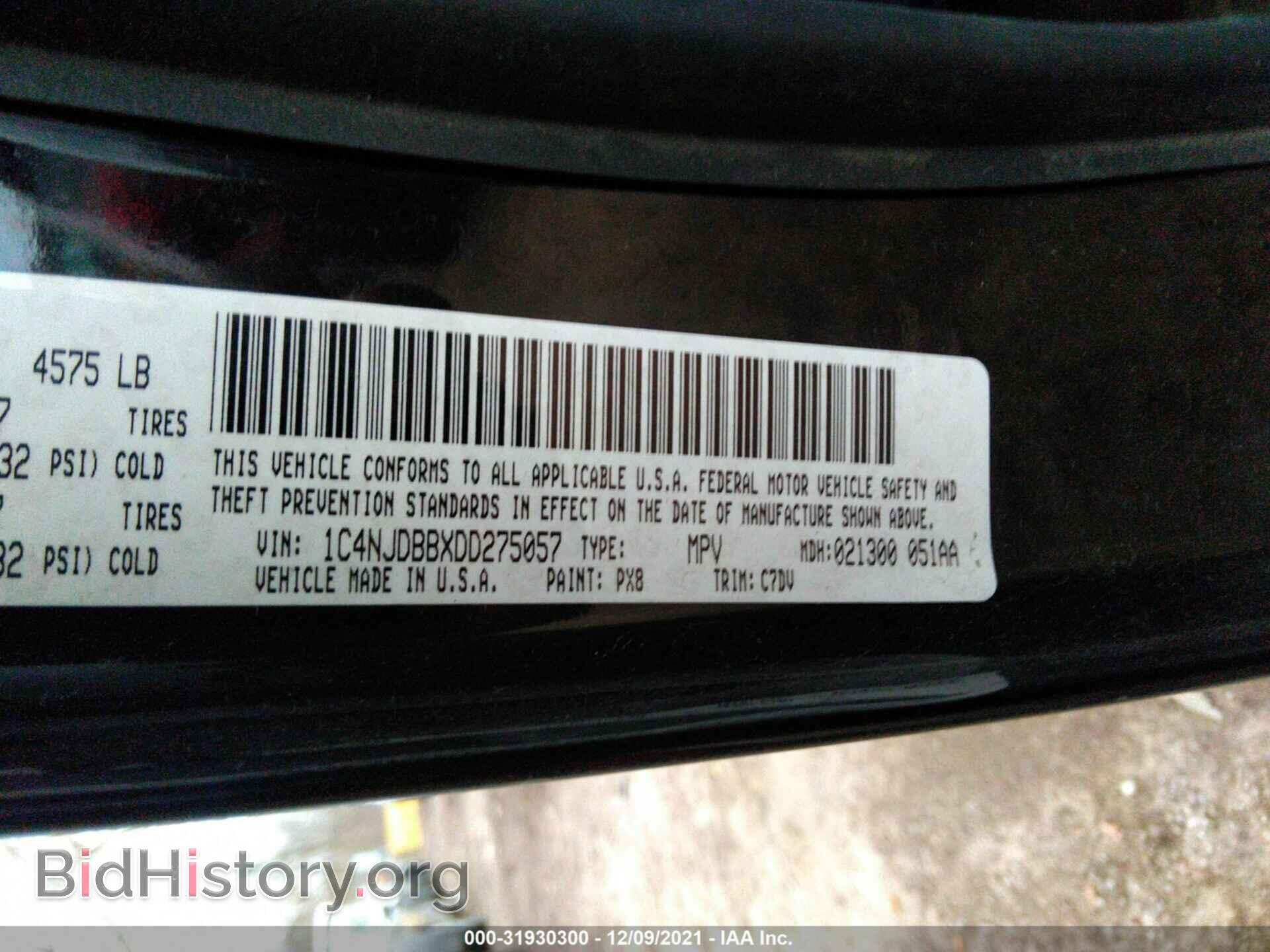 2013 JEEP COMPASS - VIN: 1C4NJDBBXDD275057 - Фото 9