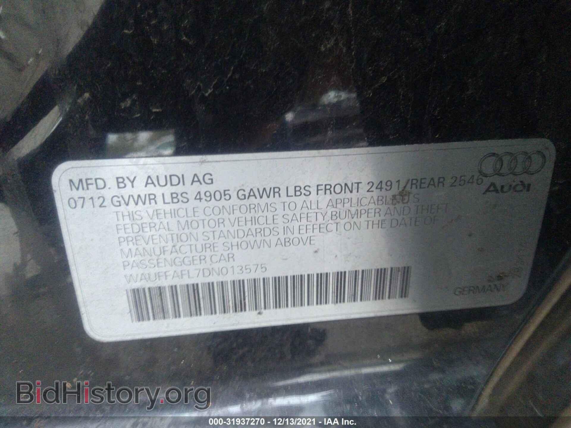 2013 AUDI A4 - VIN: WAUFFAFL7DN013575 - Фото 9