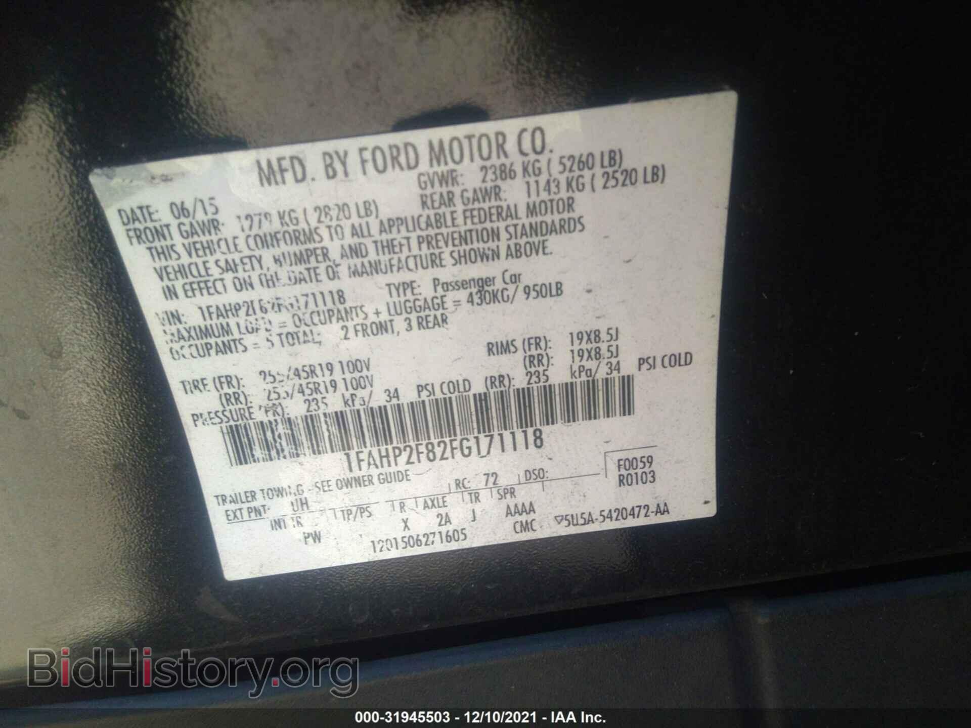 2015 FORD TAURUS - VIN: 1FAHP2F82FG171118 - Photo 9