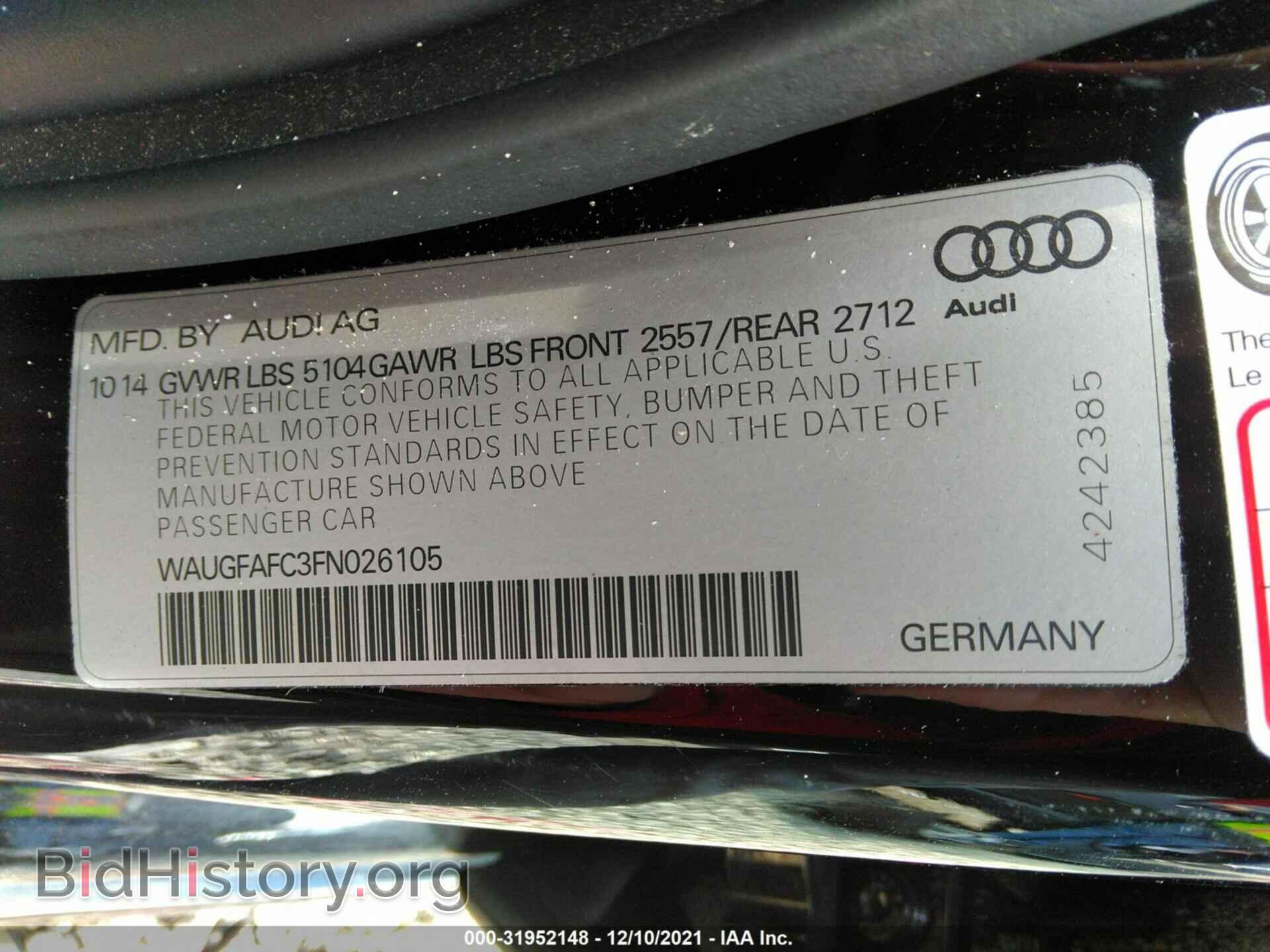 2015 AUDI A6 - VIN: WAUGFAFC3FN026105 - Фото 9