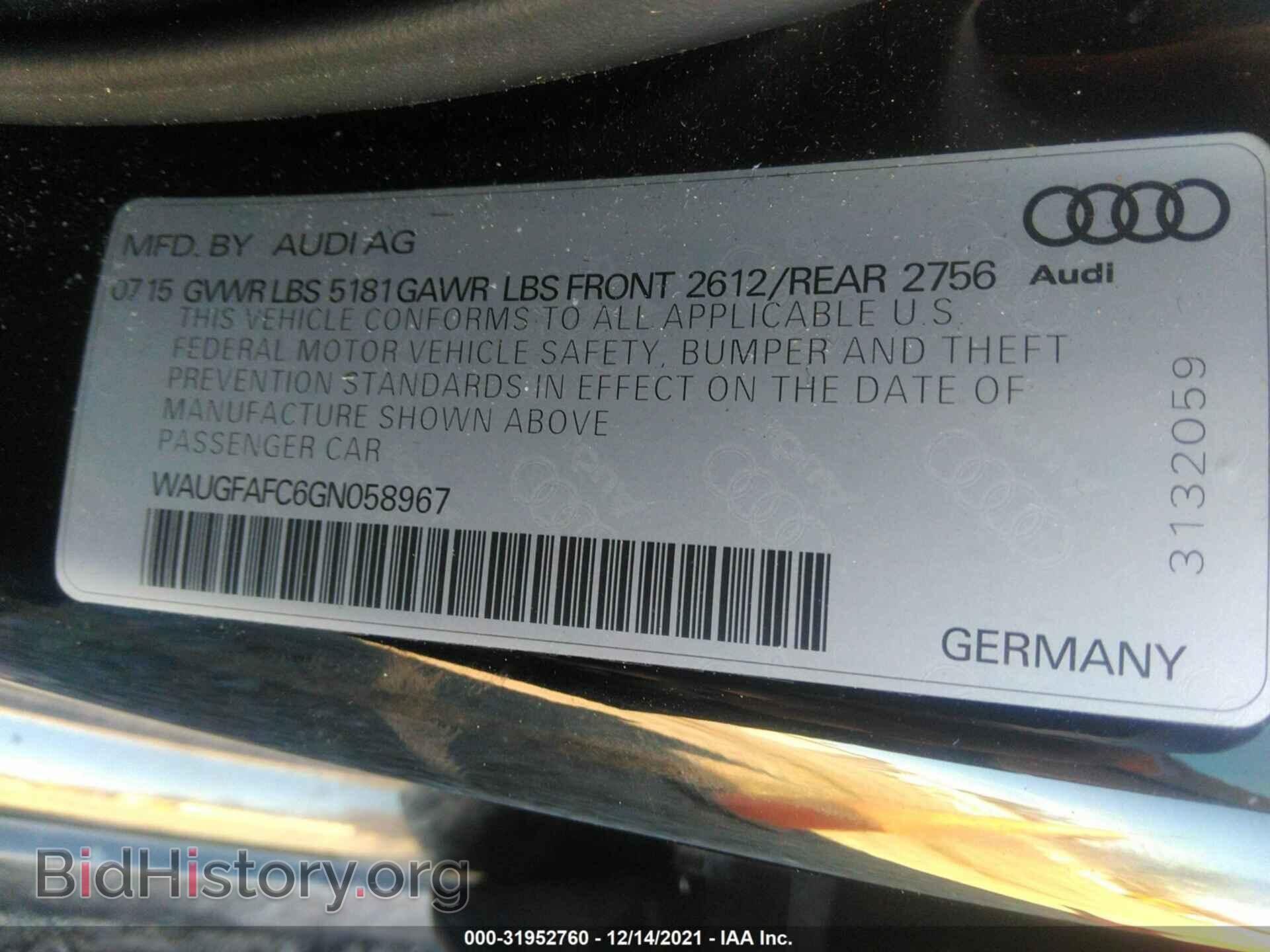 2016 AUDI A6 - VIN: WAUGFAFC6GN058967 - Фото 9