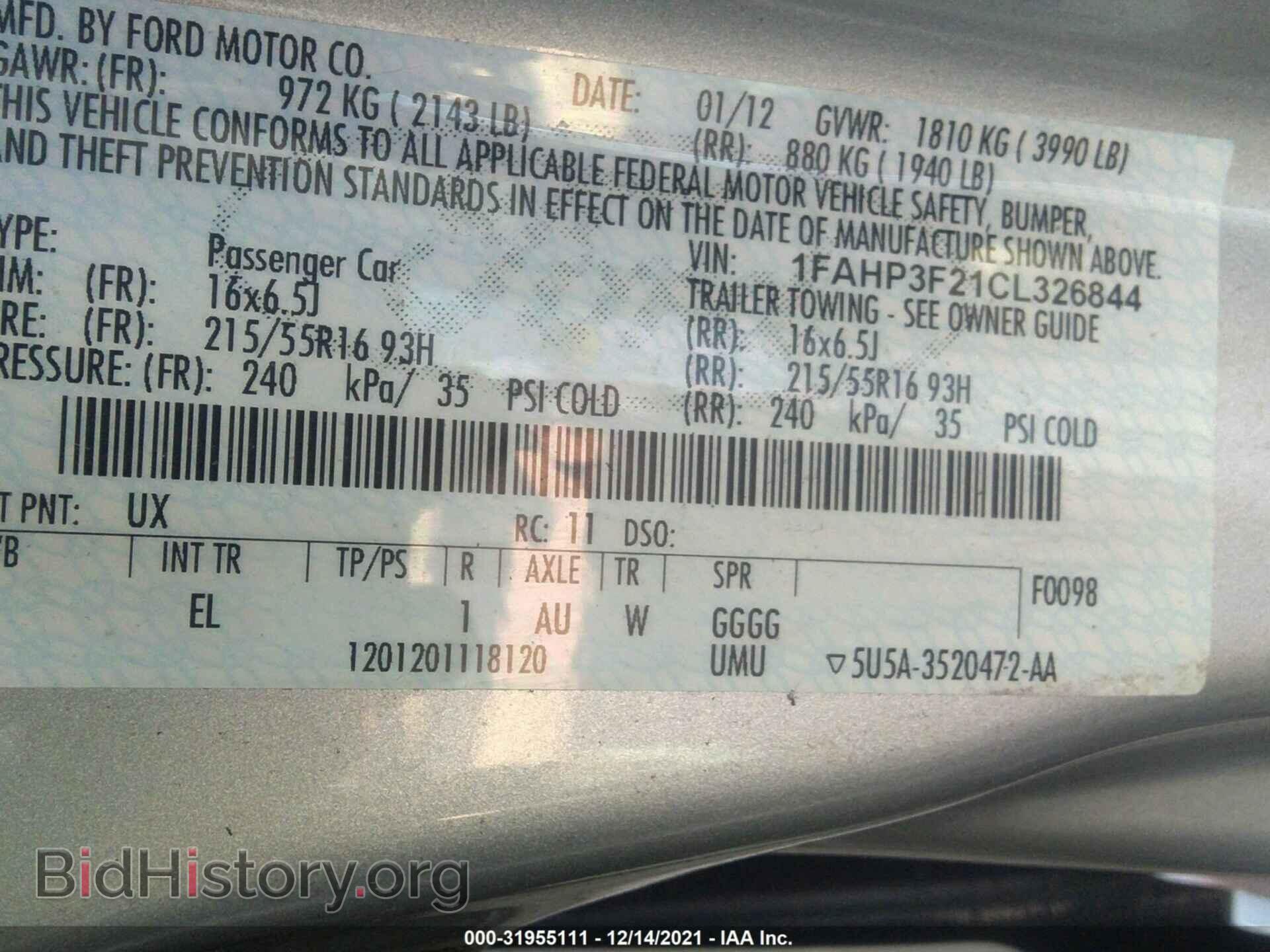 2012 FORD FOCUS - VIN: 1FAHP3F21CL326844 - Фото 9