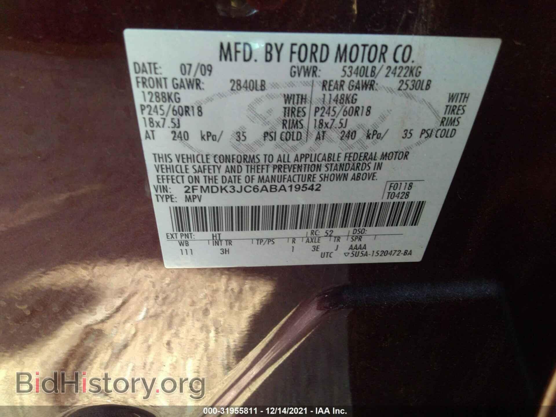 2010 FORD EDGE - VIN: 2FMDK3JC6ABA19542 - Фото 9