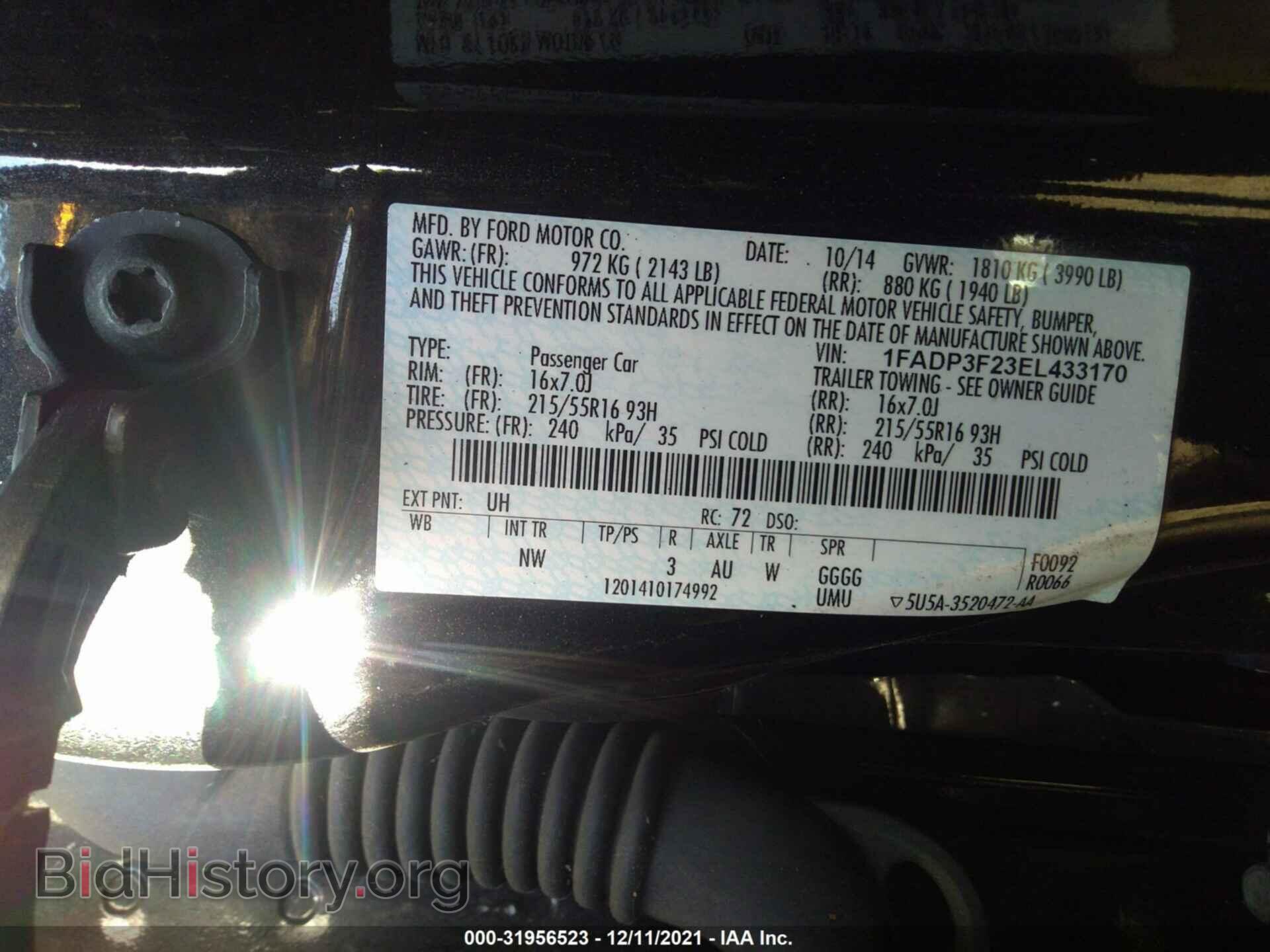 2014 FORD FOCUS - VIN: 1FADP3F23EL433170 - Фото 9