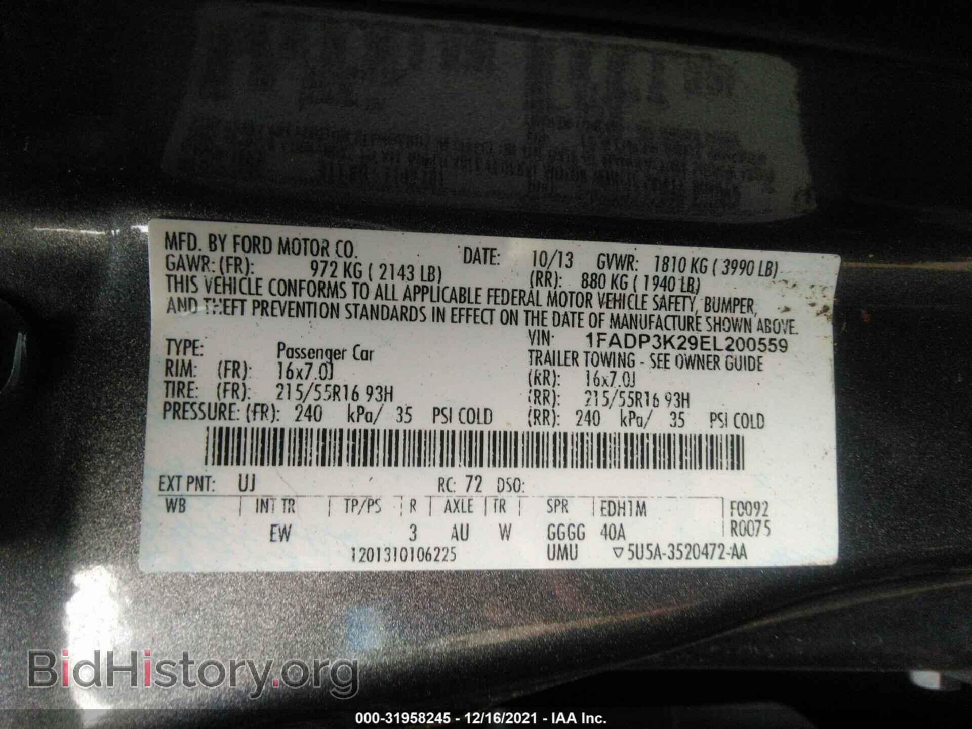 2014 FORD FOCUS - VIN: 1FADP3K29EL200559 - Фото 9