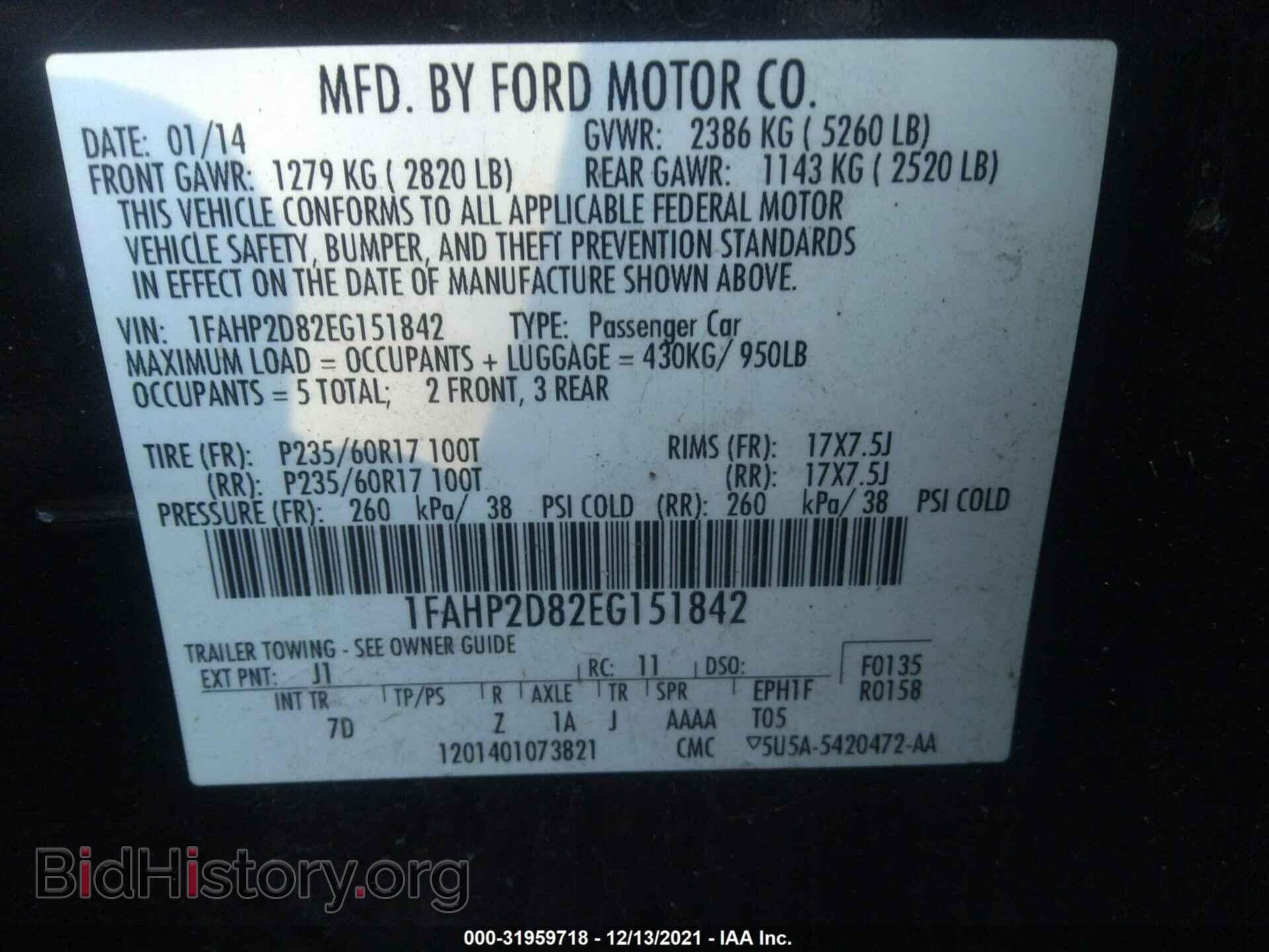 2014 FORD TAURUS - VIN: 1FAHP2D82EG151842 - Photo 9